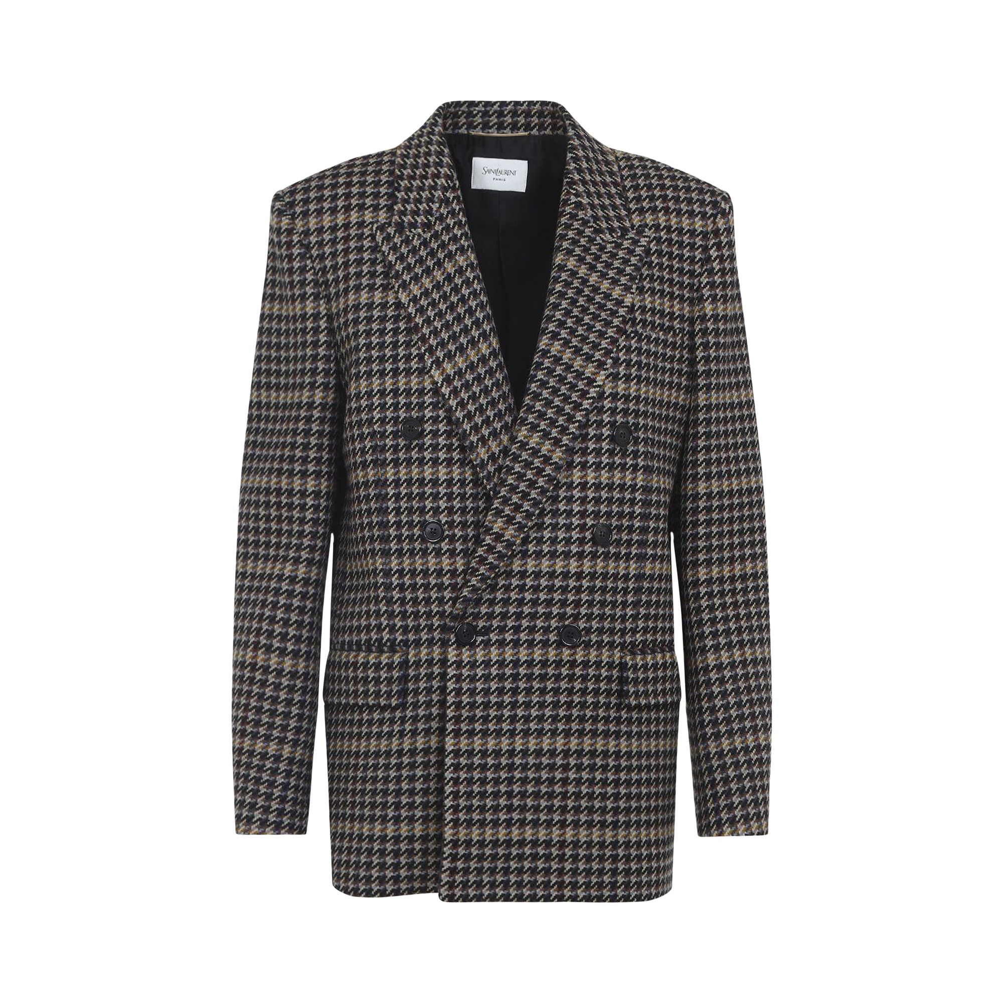 Pre-owned Saint Laurent Veste Lainage Carreaux 'multicolor' | Multi-color | Women's Size 40