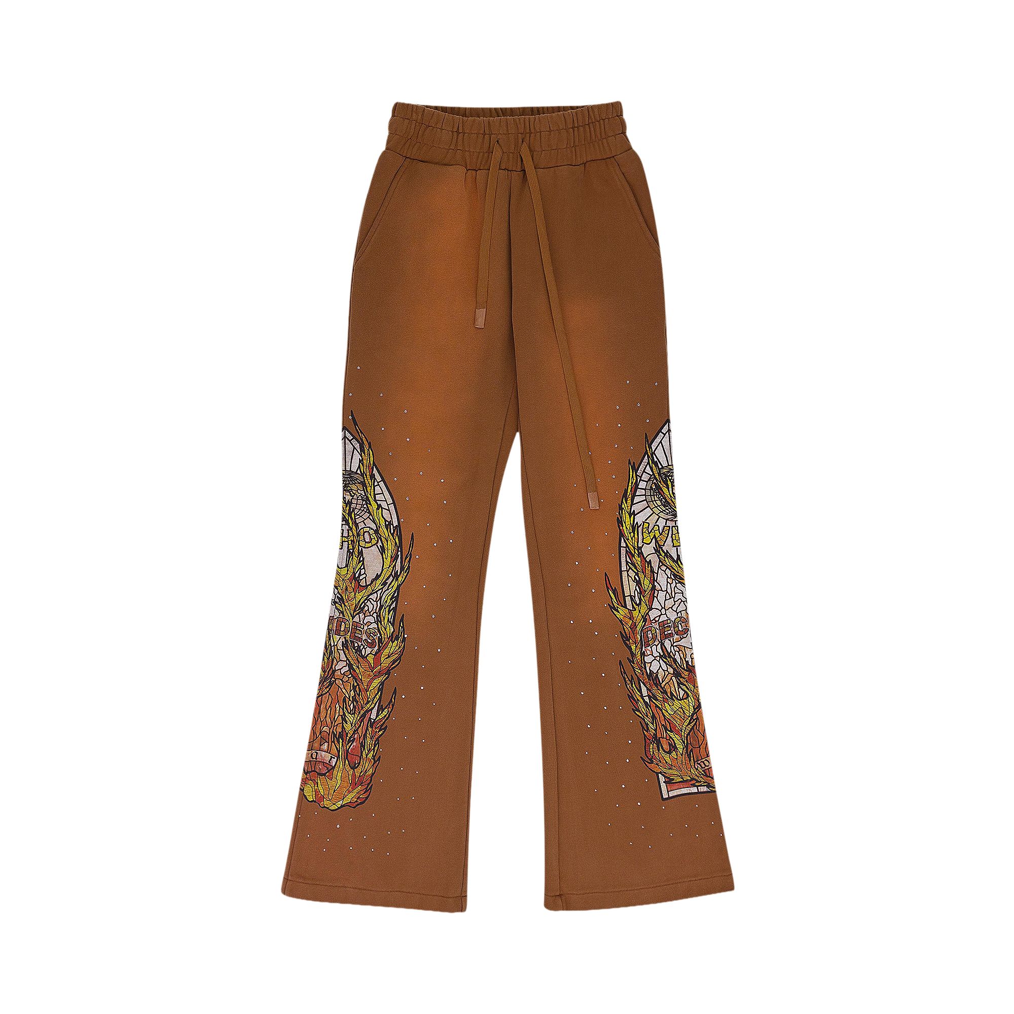Pre-owned Who Decides War Flame Glass Sweatpants 'brown' | Men's Size 28