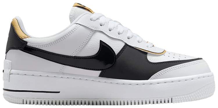 Nike Wmns Air Force 1 Shadow White Black Metallic Gold