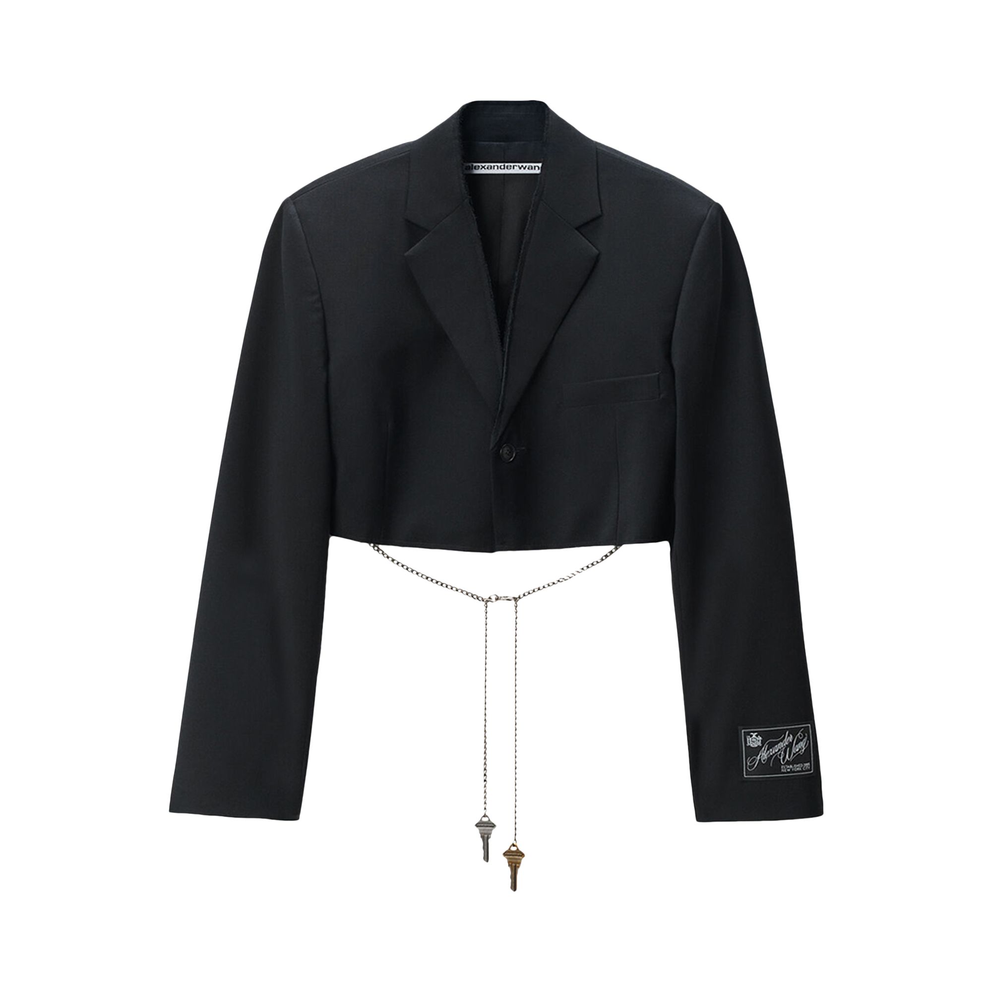Pre-owned Alexander Wang Cropped Blazer W/ Chain 'black' | Women's Size L