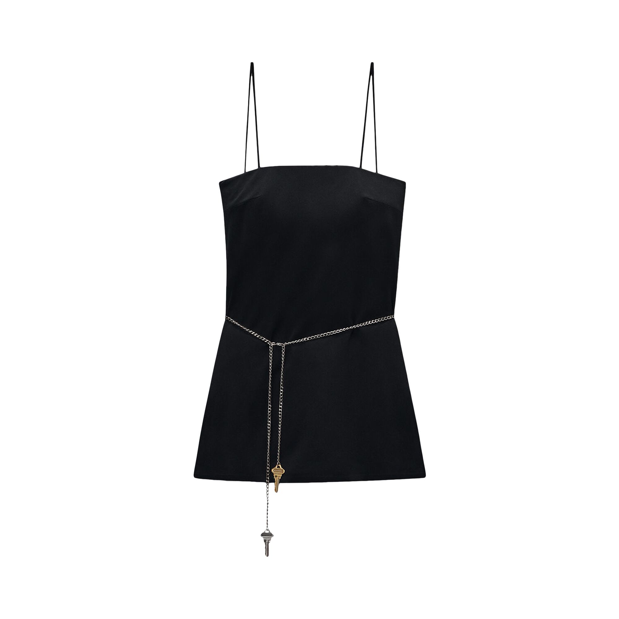 Pre-owned Alexander Wang Mini Dress W/ Built In Short And Waist Chain 'black' | Women's Size 6