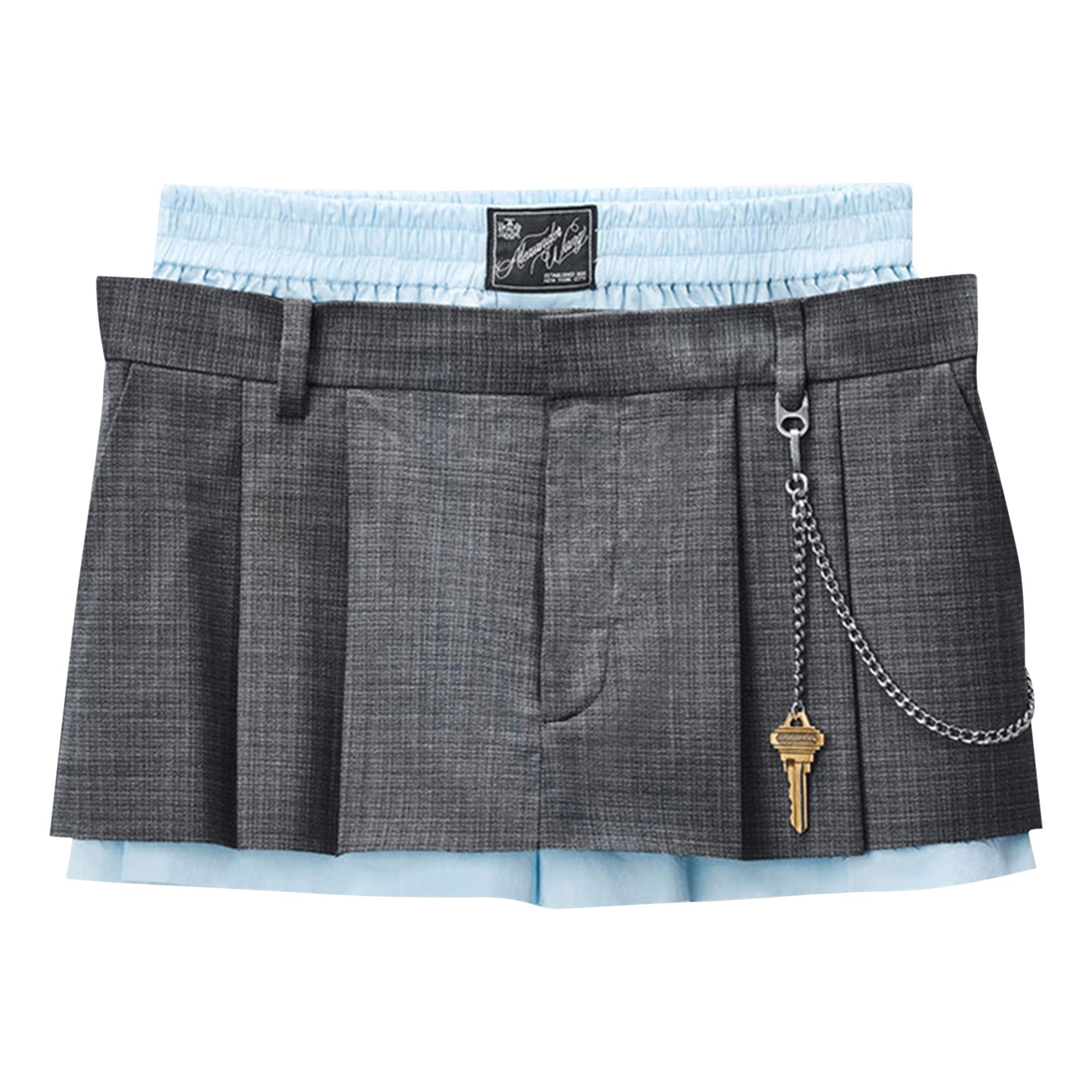 Pre-owned Alexander Wang Pre-styled Pleated Skort W/ Chain 'grey Melange/oxford Blue' | Women's Size 4 In Gray