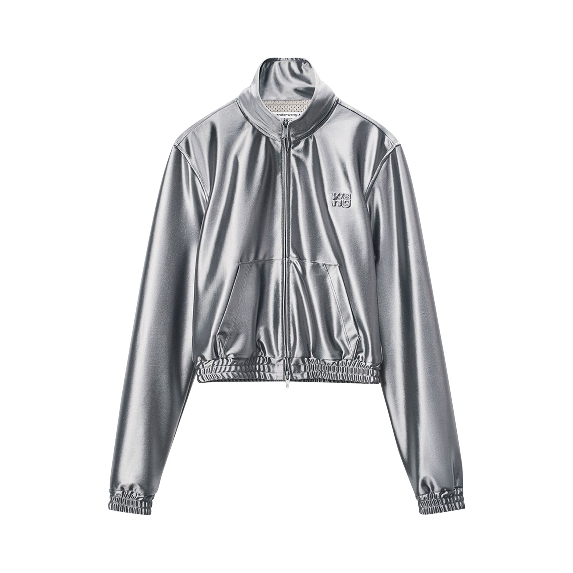 Pre-owned Alexander Wang Shrunken Zip-up Jacket 'alloy' | Grey | Women's Size L In Gray