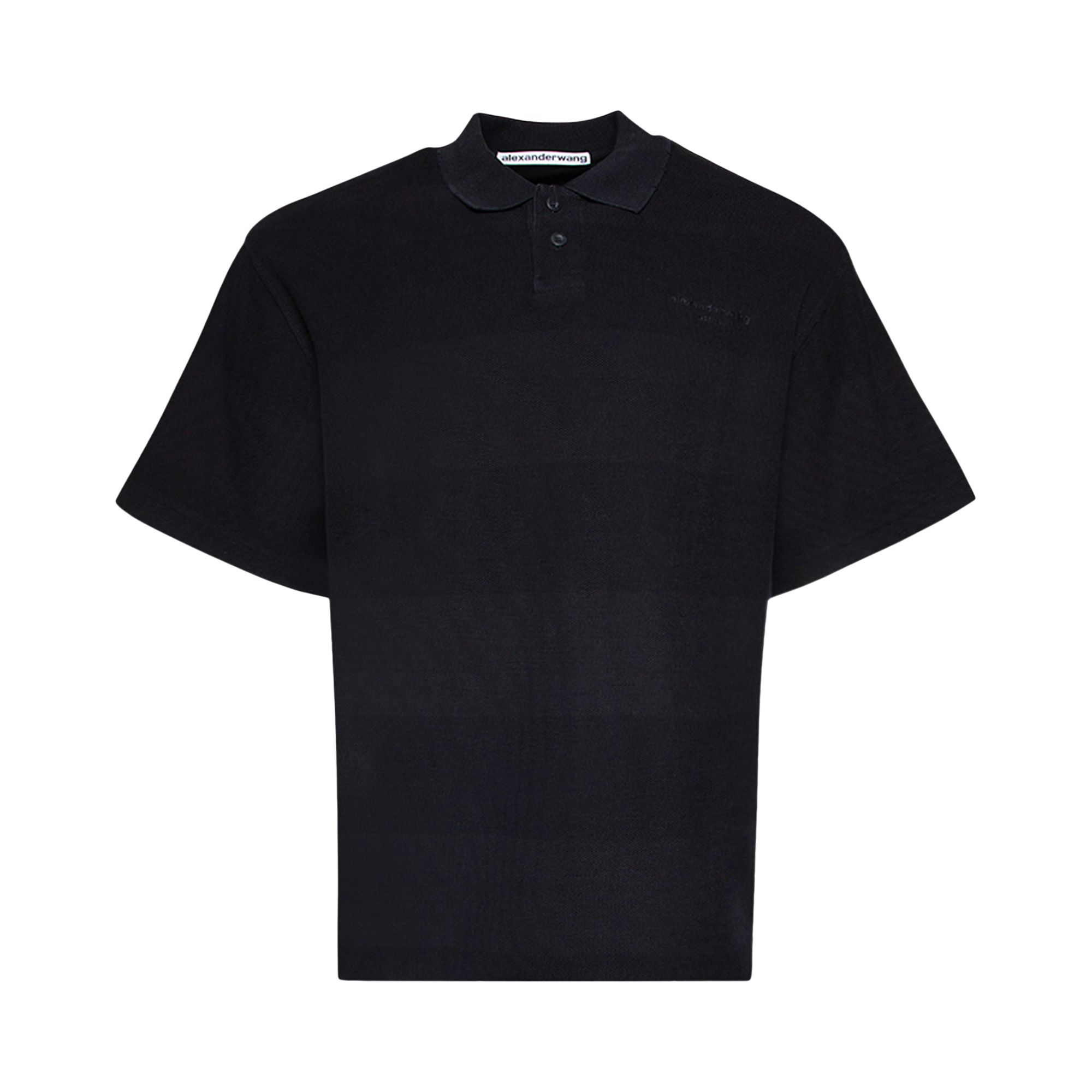 Pre-owned Alexander Wang Short-sleeve Polo W/ Rib Collar 'black Overdyed Stripe' | Men's Size Xs
