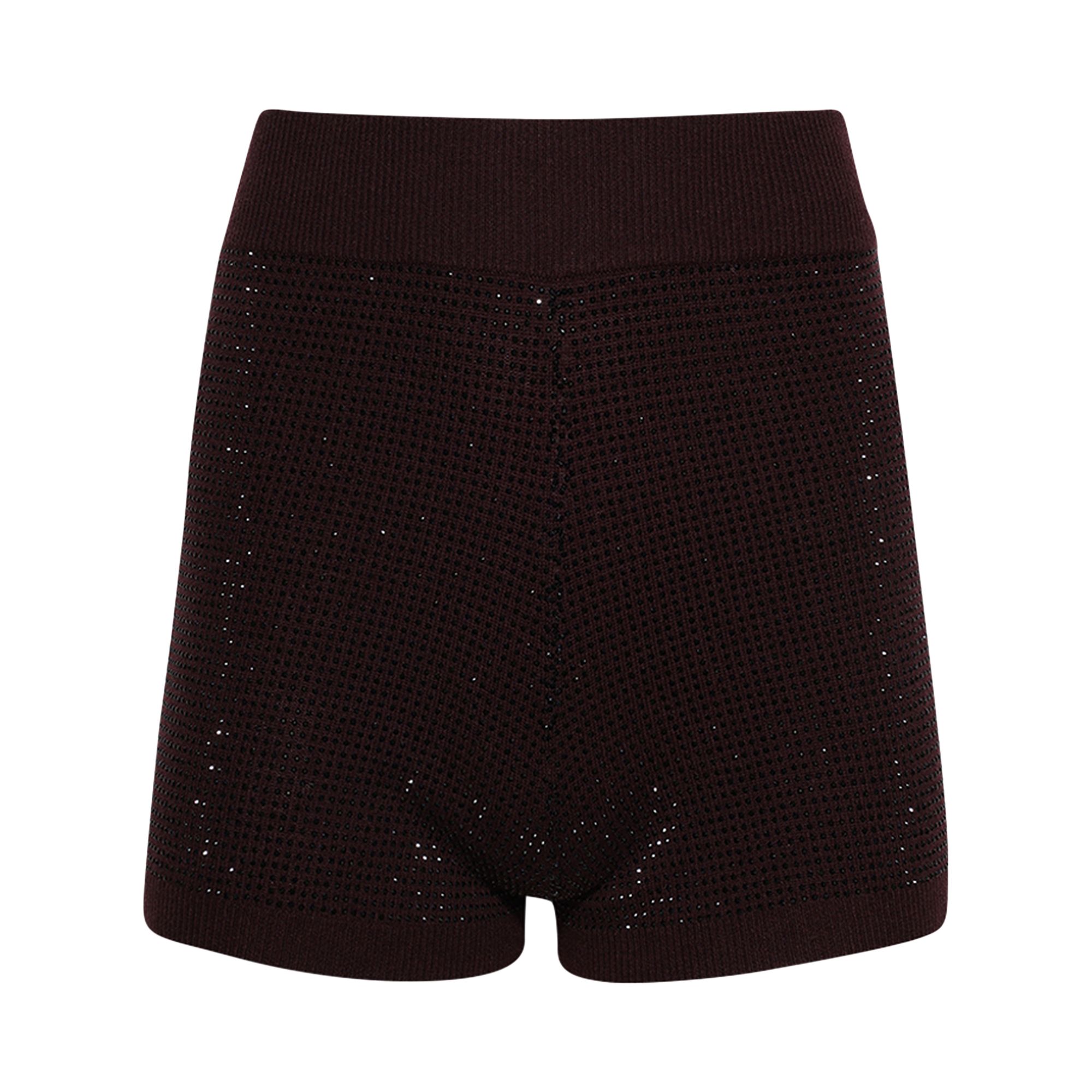 Pre-owned David Koma Rhinestone Embroidered Cashmere Blend Wool Shorts 'burgundy' | Women's Size Xs In Red