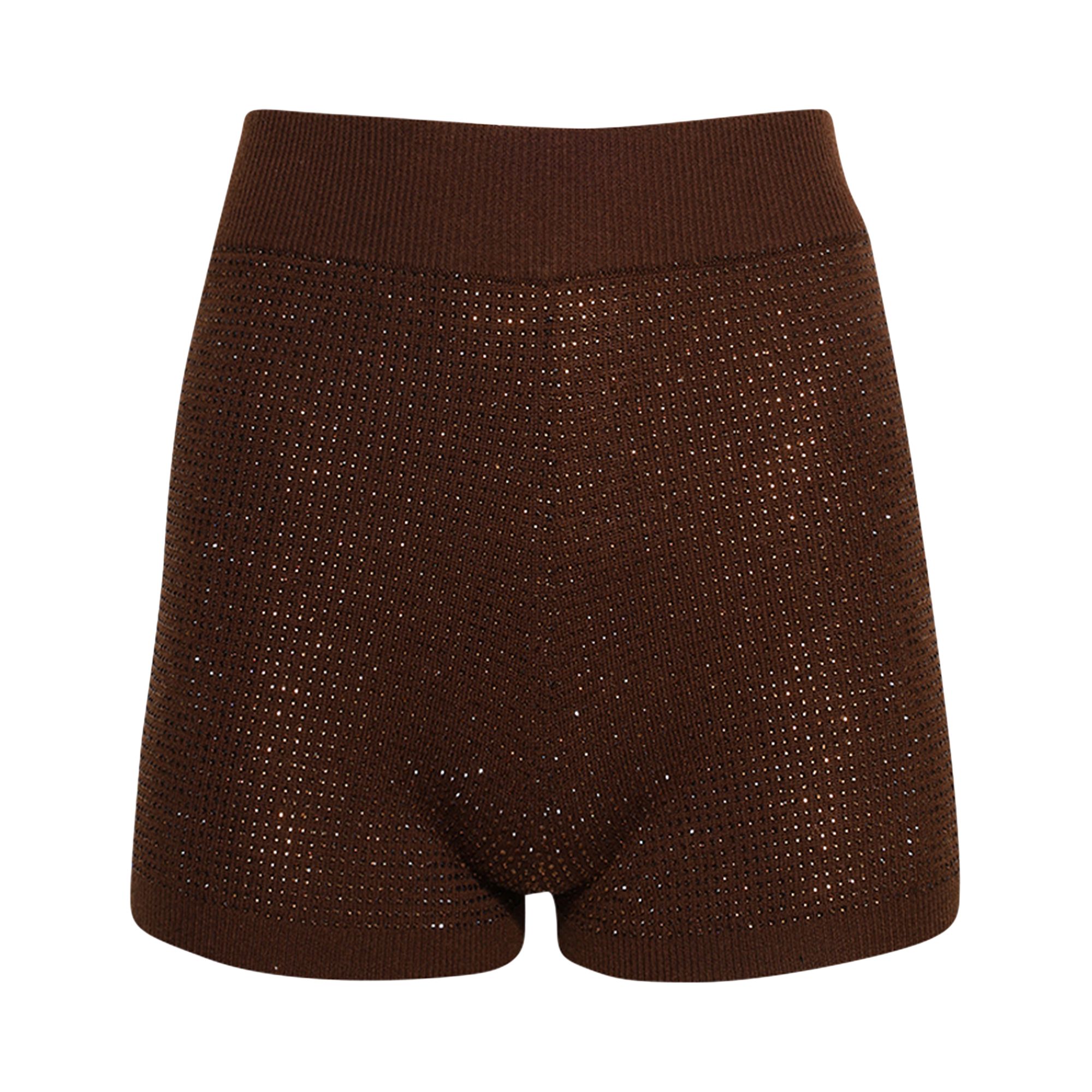 Pre-owned David Koma Rhinestone Embroidered Cashmere Blend Wool Shorts 'brown' | Women's Size M