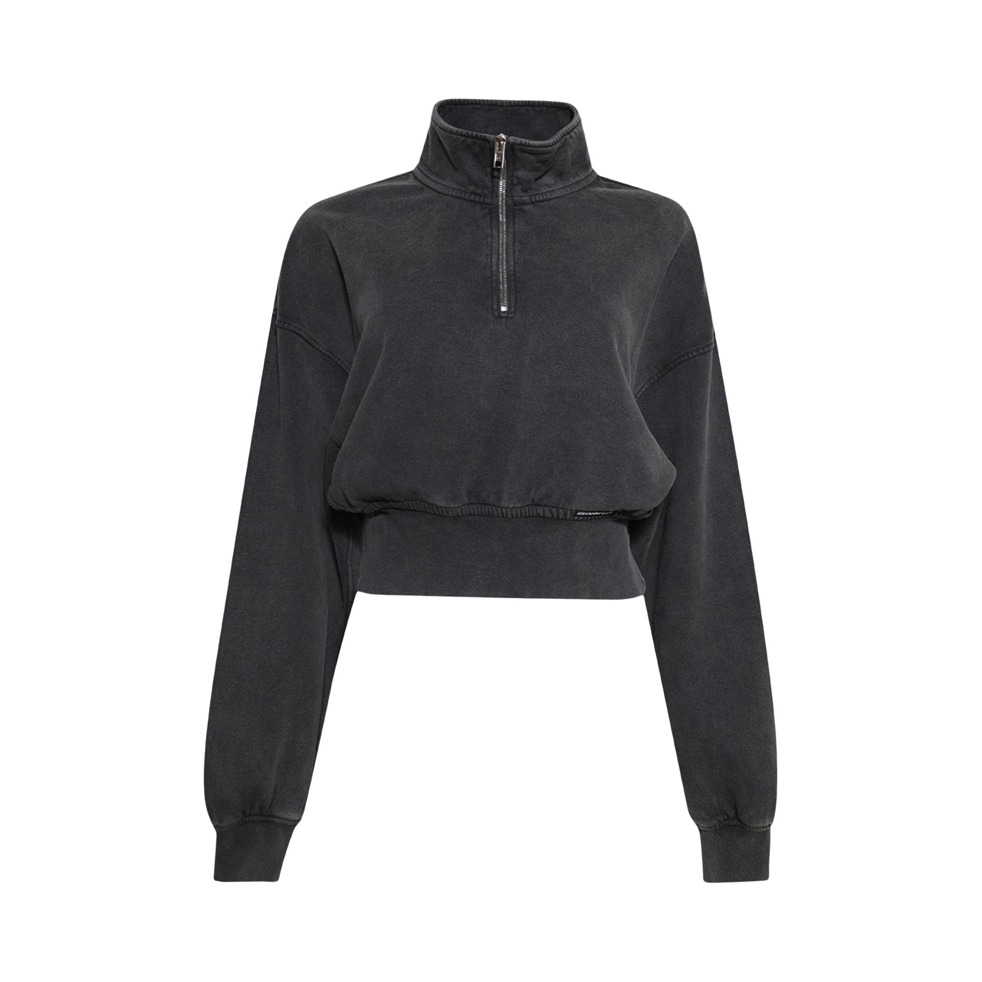 Pre-owned Alexander Wang Cropped Half Zip Pull Over 'washed Asphalt' | Grey | Women's Size Xs In Gray