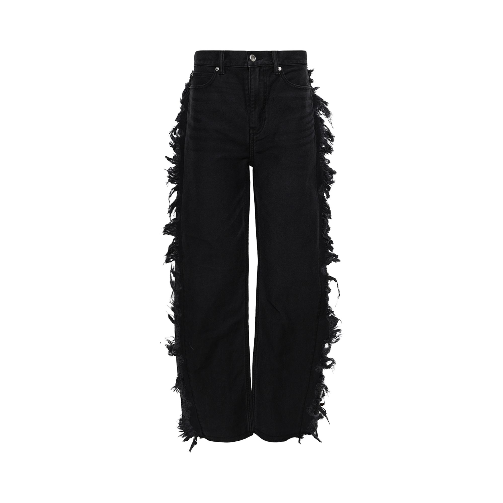 Pre-owned Alexander Wang Float Jean W/ Uneven Side Seam Fray 'faded Black' | Women's Size 26
