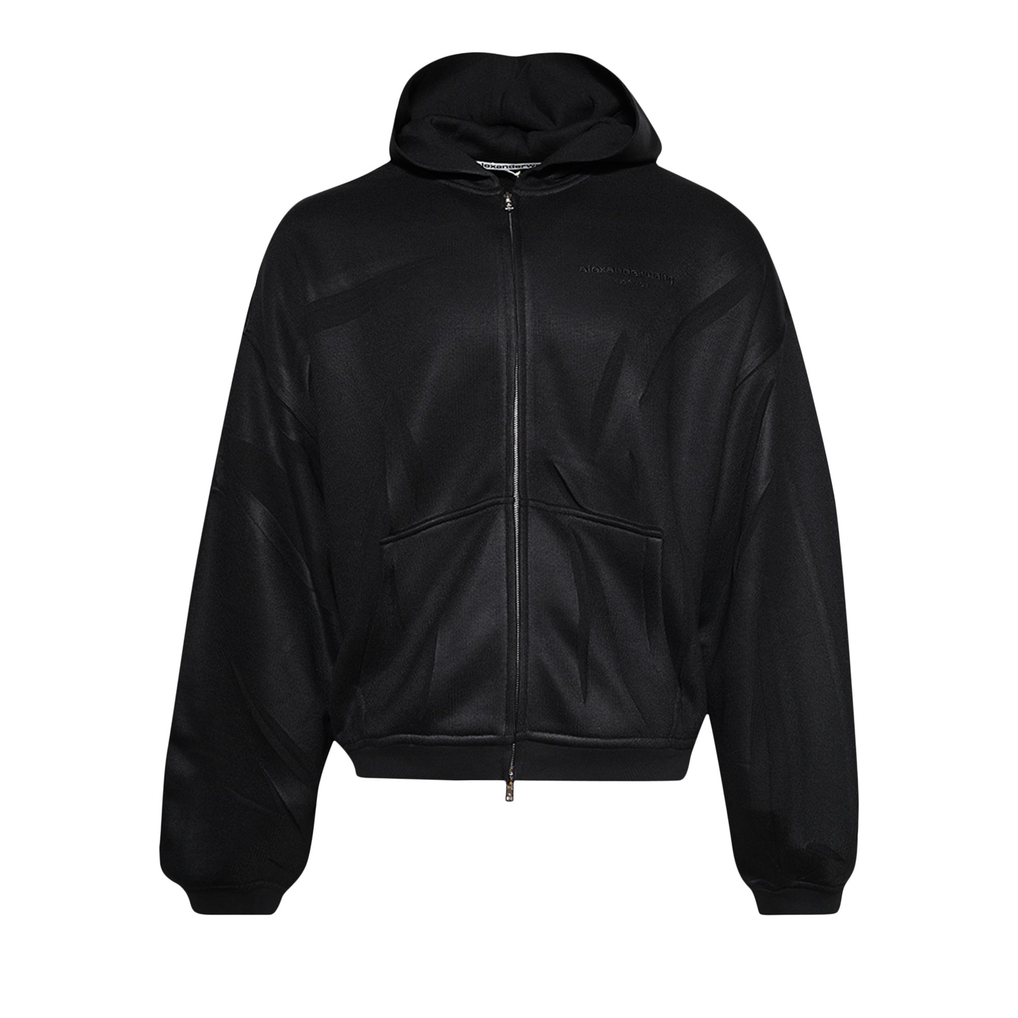 Pre-owned Alexander Wang Creased Zip-up Hoodie 'black' | Men's Size Xs