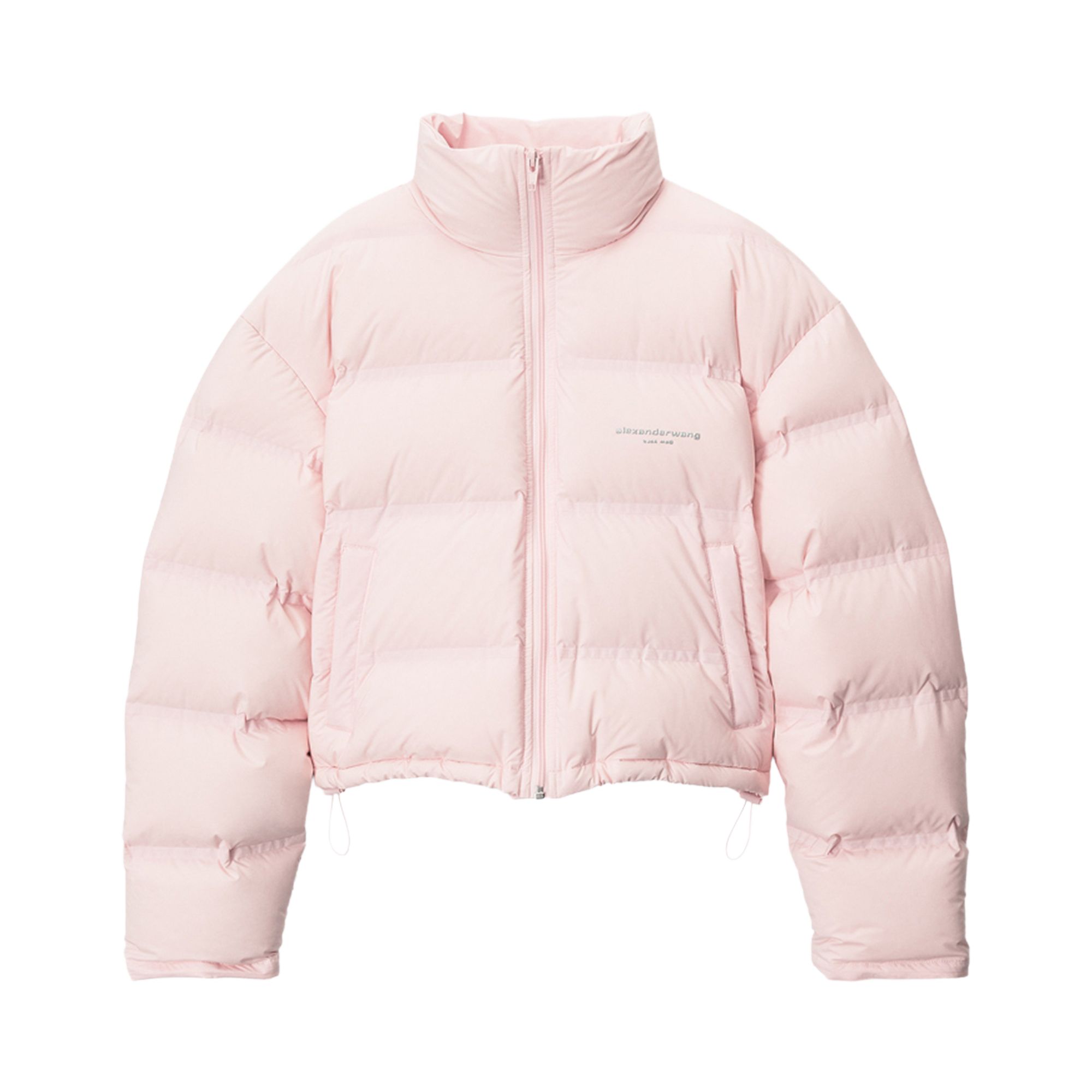 Pre-owned Alexander Wang Jacquard Channel Cropped Puffer W/ Reflective Logo 'light Pink' | Women's Size L