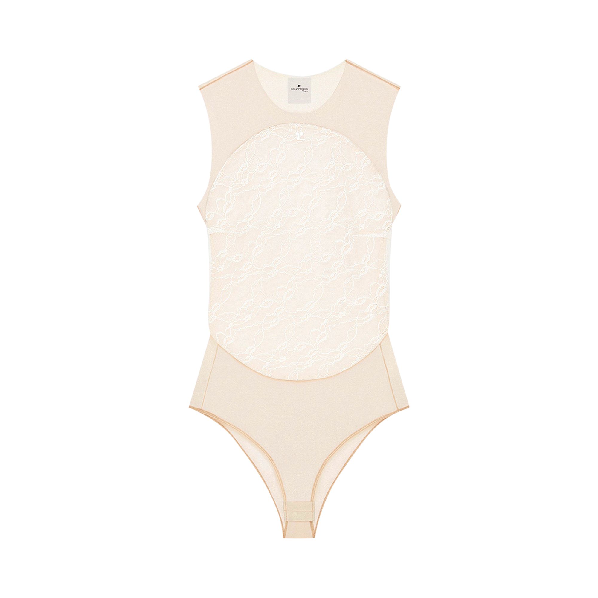 Pre-owned Courrèges Illusion Circle Lace Bodysuit 'heritage White' | Women's Size Xs