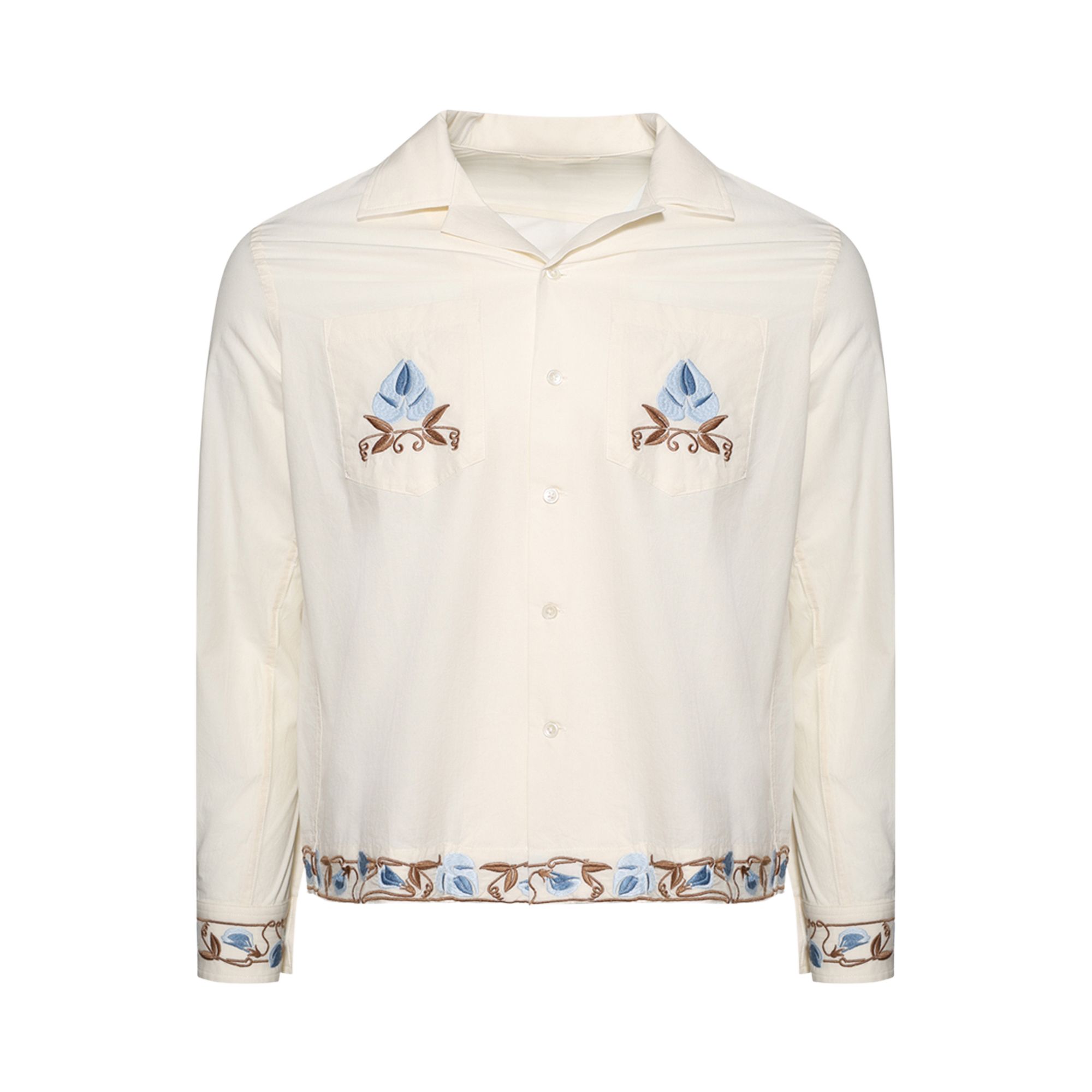 Pre-owned Bode Nouveau Vine Long Sleeve Shirt 'cream' | White | Men's Size Xl
