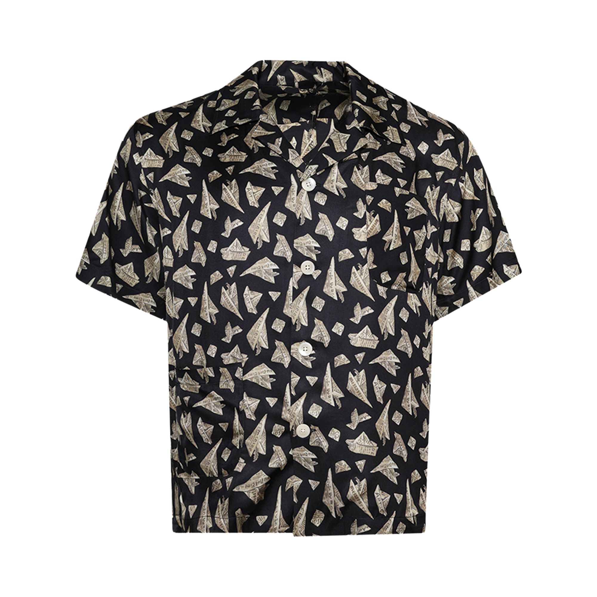 Pre-owned Bode Paper Hat Short Sleeve Shirt 'black' | Men's Size L