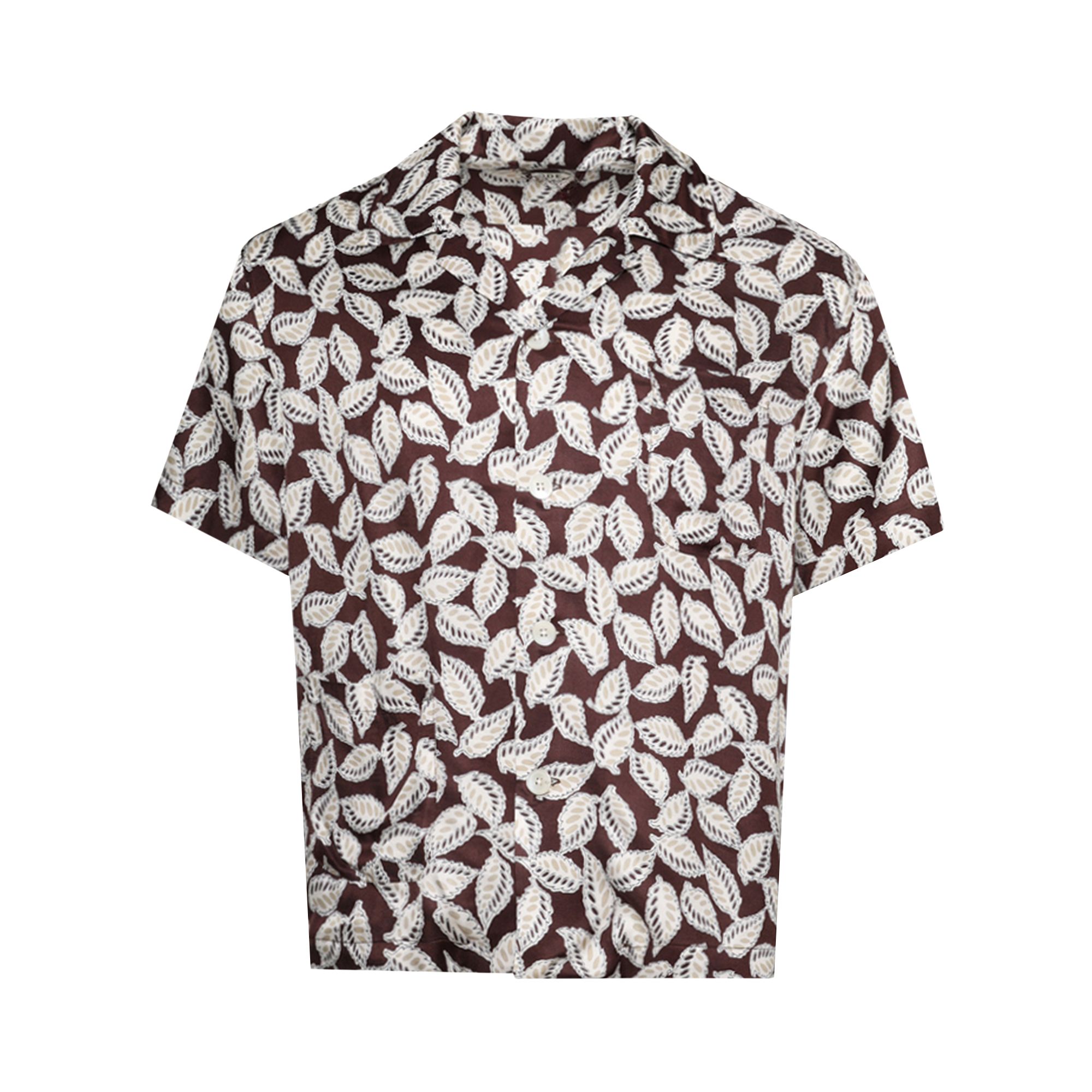 Pre-owned Bode Paper Birch Short Sleeve Shirt 'brown White' | Men's Size Xxl