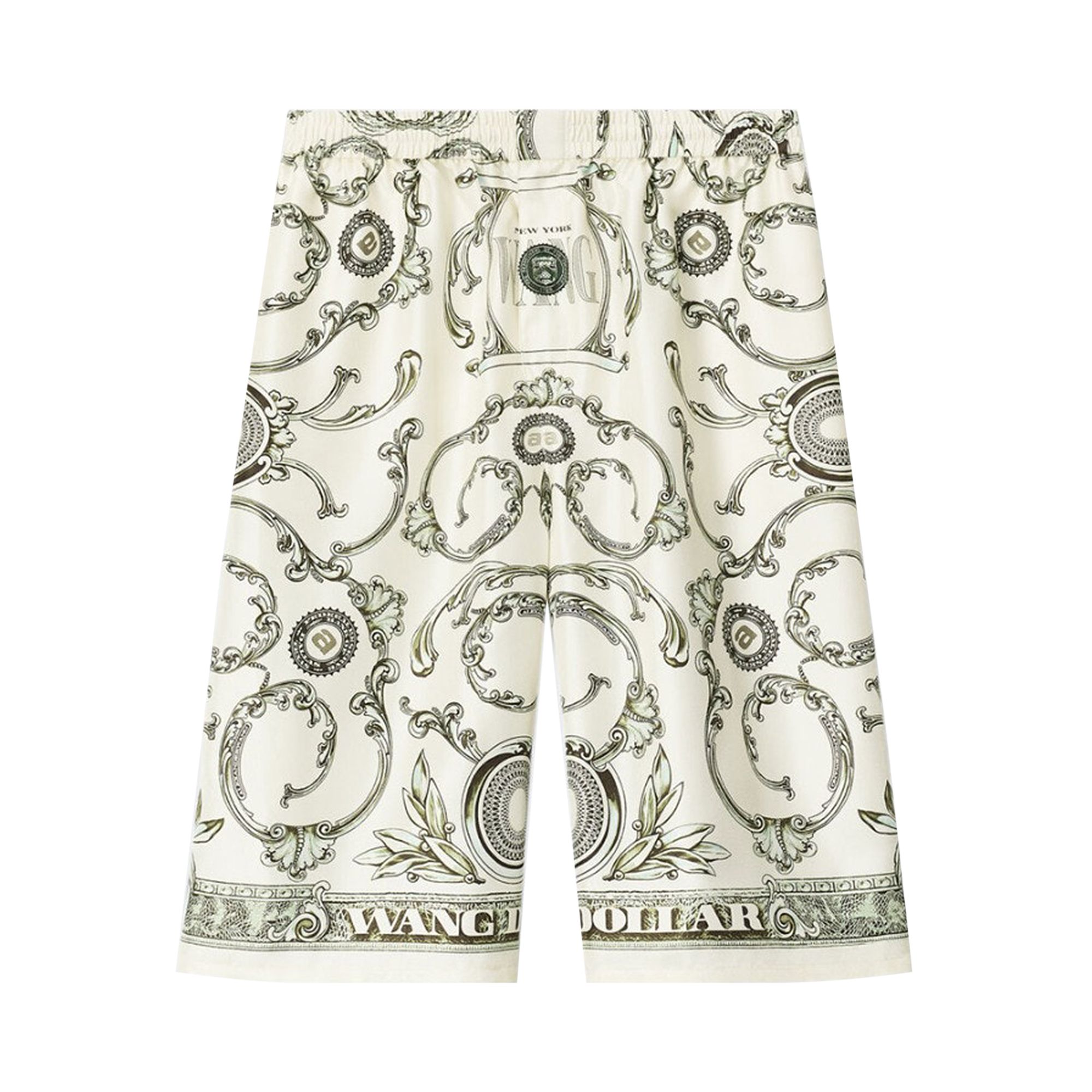 Pre-owned Alexander Wang Money Print Pull On Extra Long Boxer Shorts 'ivory/green' | White | Men's Size Xs/s