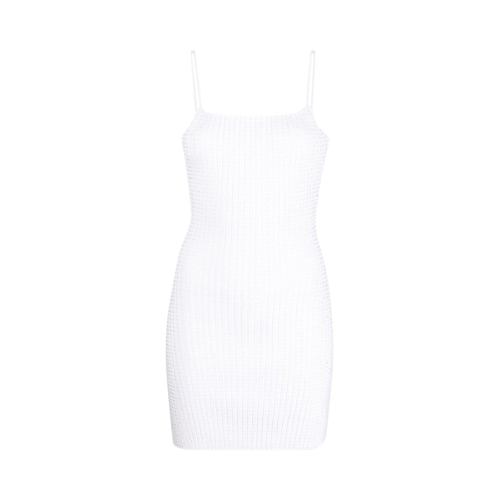 Pre-owned Alexander Wang Clear Crystal Rib Mini Dress 'white' | Women's Size L