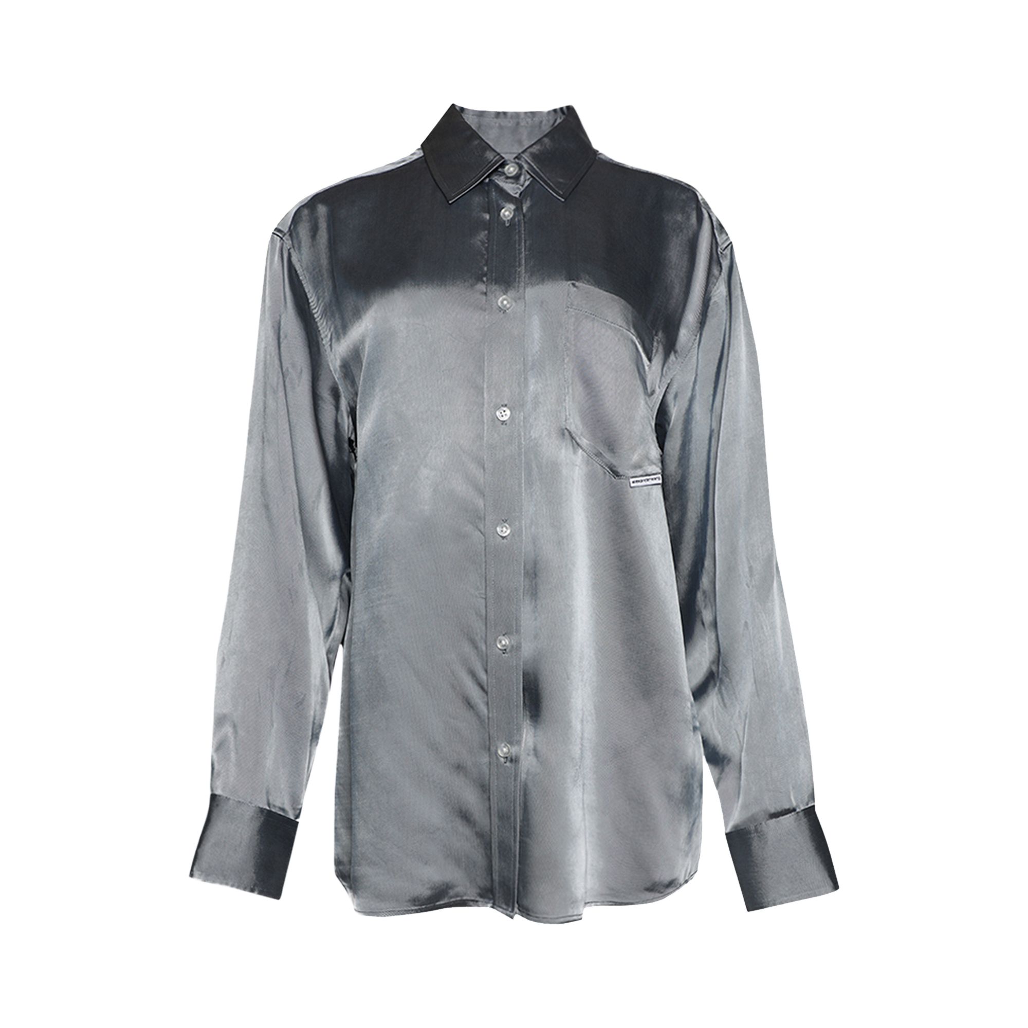 Pre-owned Alexander Wang Boyfriend Shirt 'oxford Blue/black' | Women's Size L