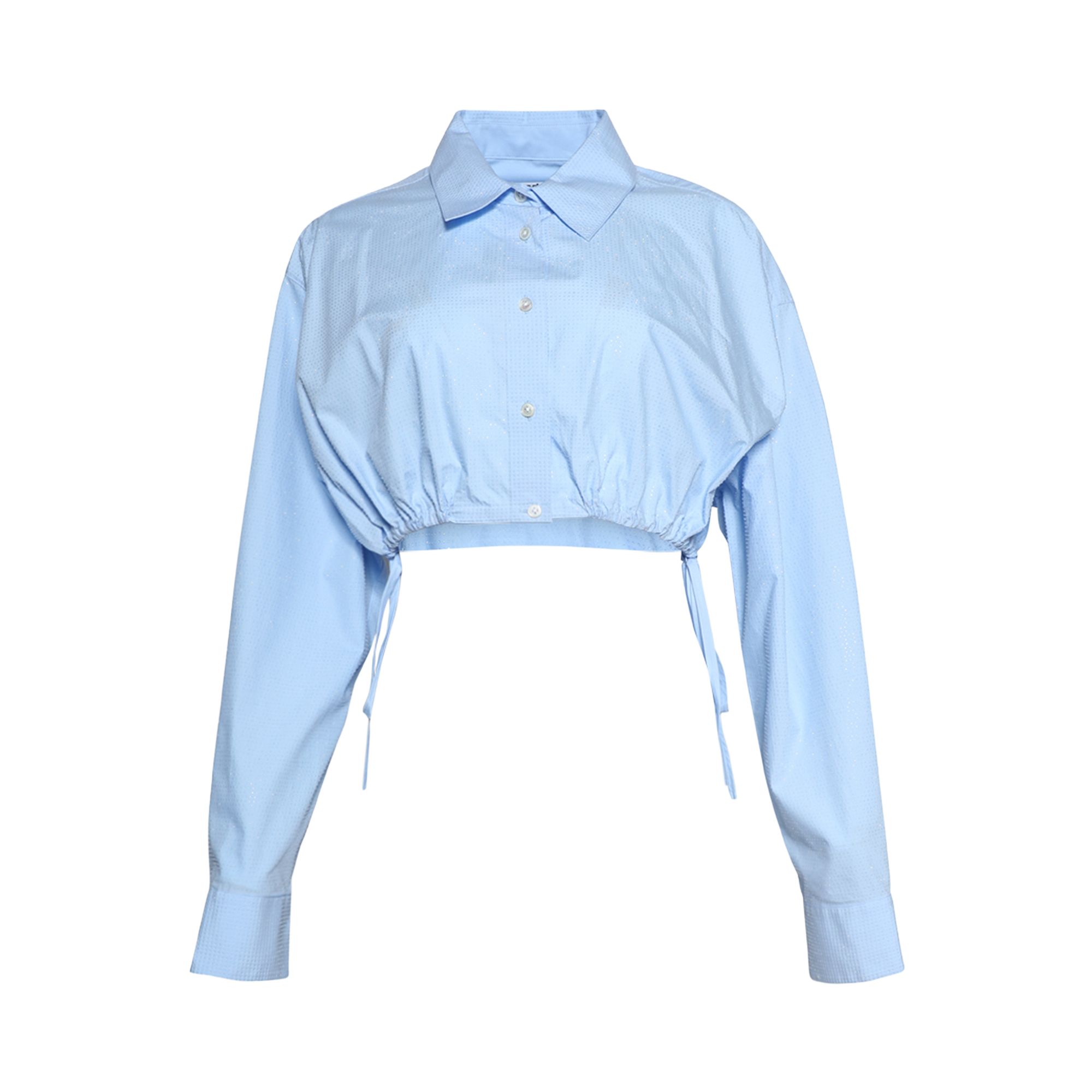 Pre-owned Alexander Wang Hotfix Drawstring Cropped Buttondown 'chambray Blue' | Women's Size M