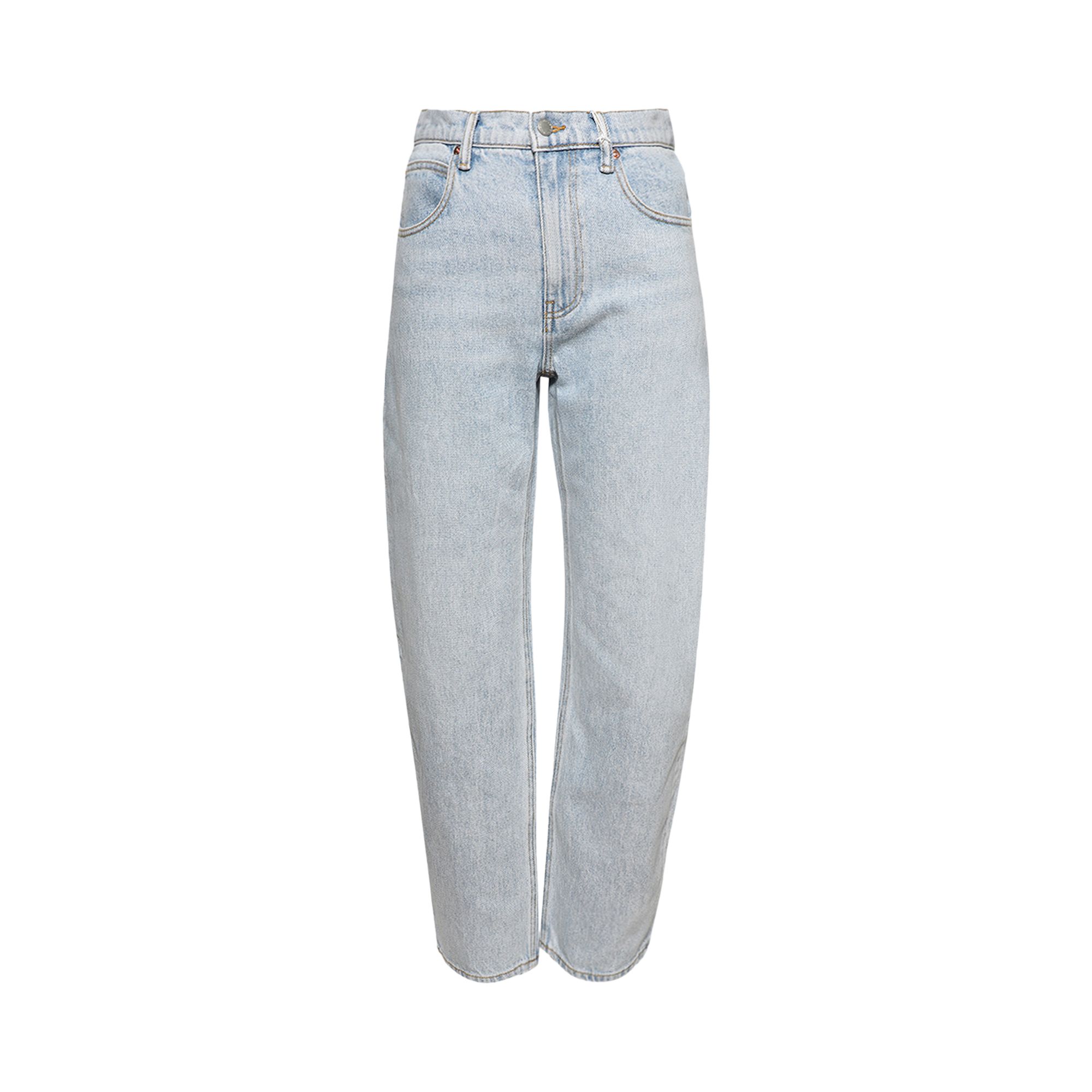 Pre-owned Alexander Wang Zipped Back Leg Slit Rounded Jean 'bleach' | Blue | Women's Size 30