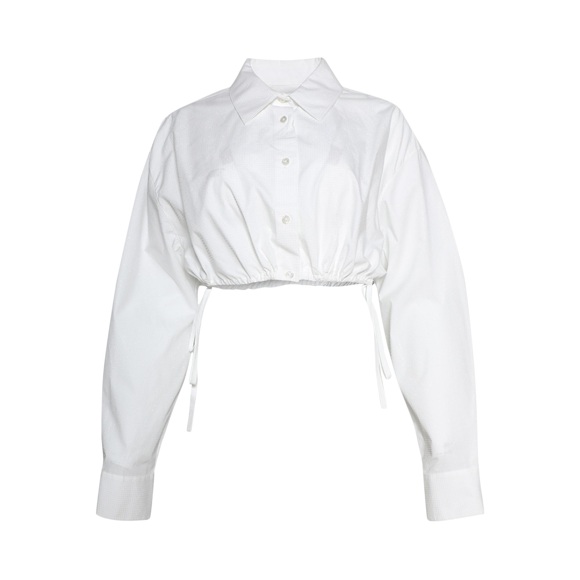 Pre-owned Alexander Wang Hotfix Drawstring Cropped Buttondown 'white' | Women's Size L