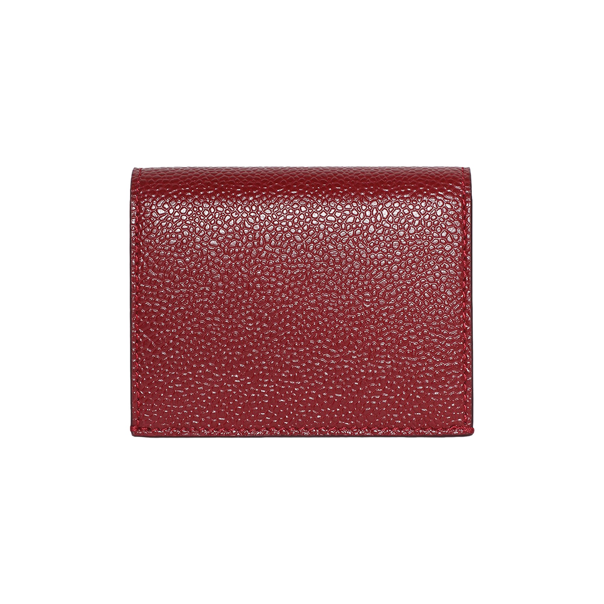 Pre-owned Thom Browne Double Card Holder In Pebble Grain Leather 'burgundy' | Red | Men's Size Onesize