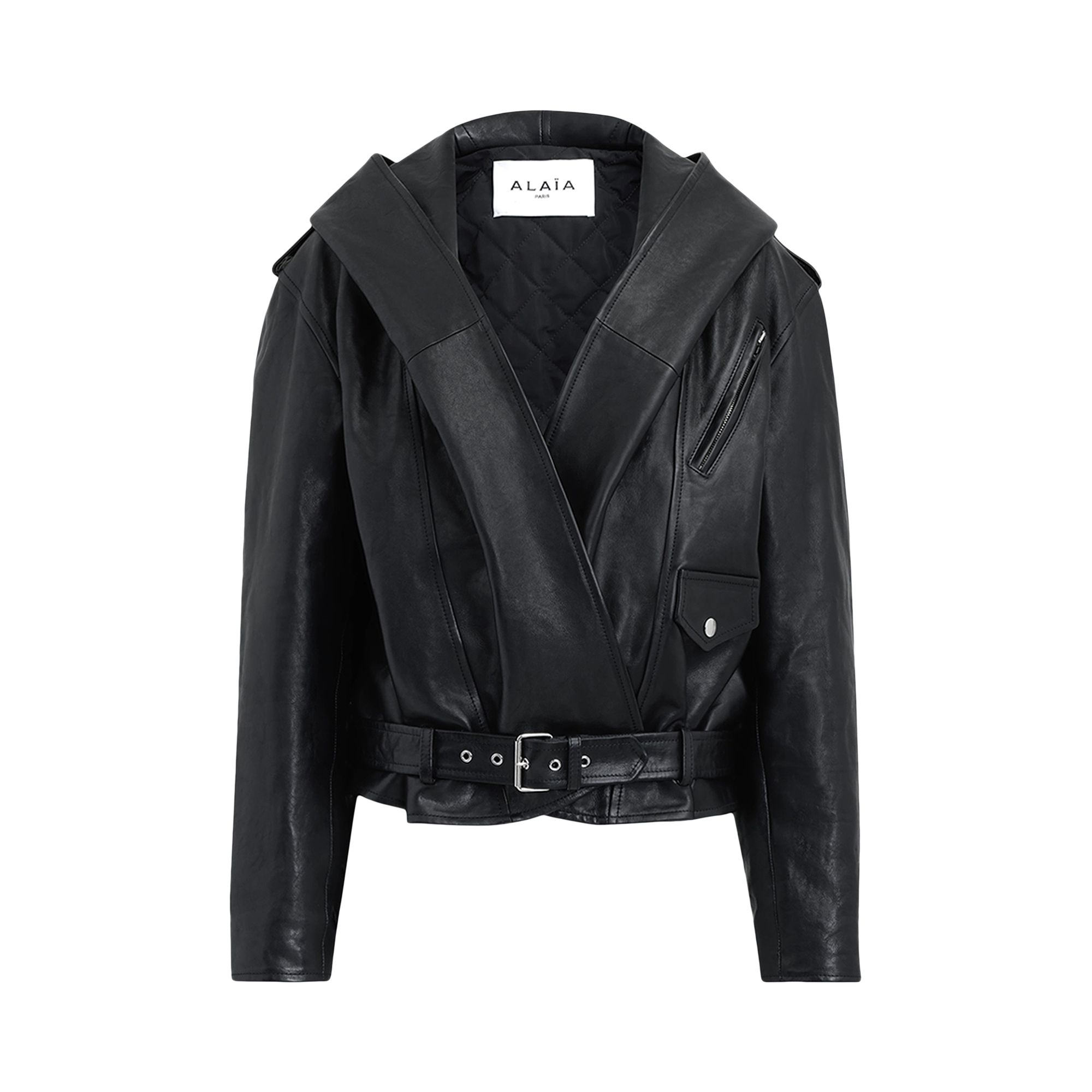 Pre-owned Alaïa Hooded Biker 'noir Alaia' | Black | Women's Size 36
