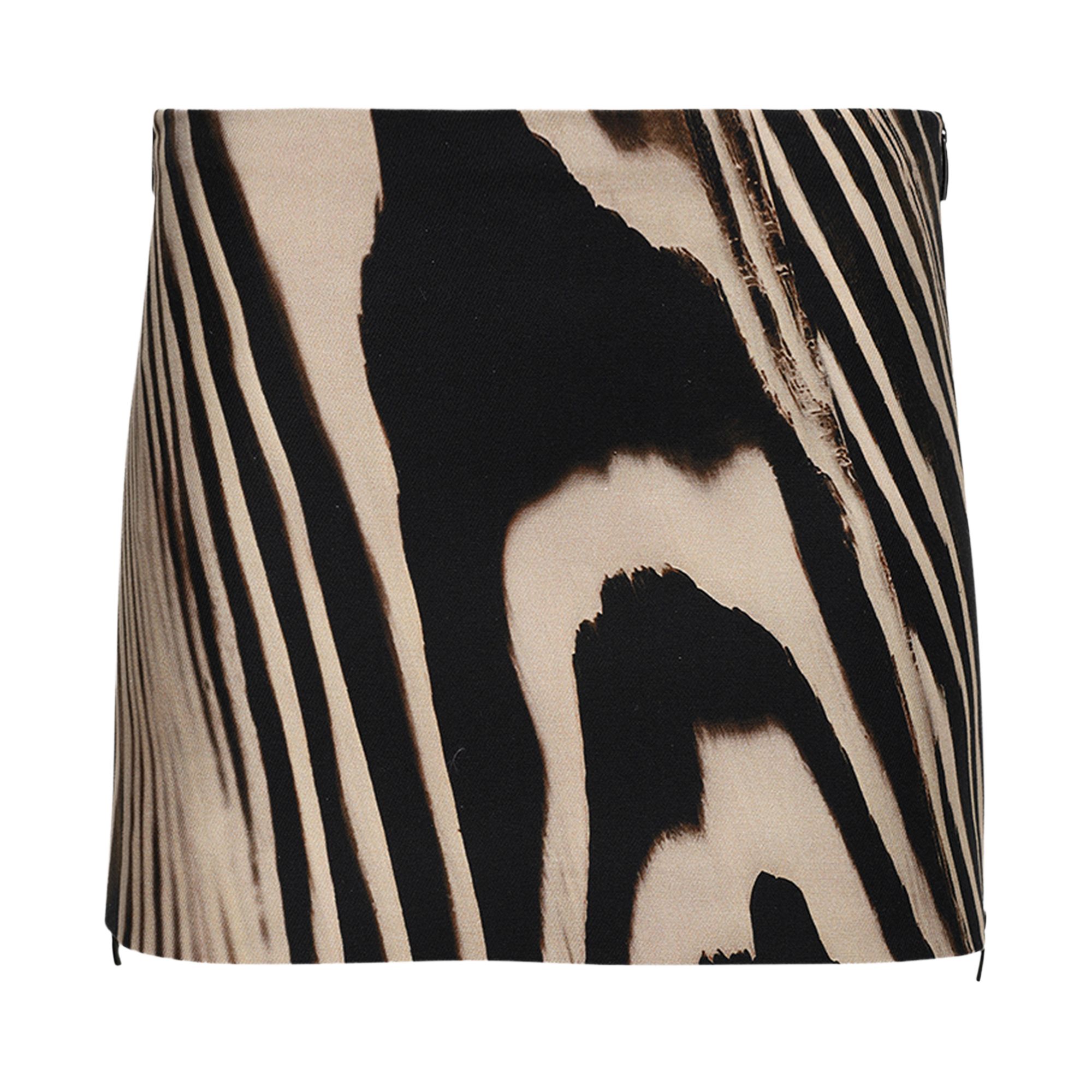 Pre-owned David Koma Zebra Print Mini Skirt With Side Zips 'beige/black' | Tan | Women's Size 10 In Brown