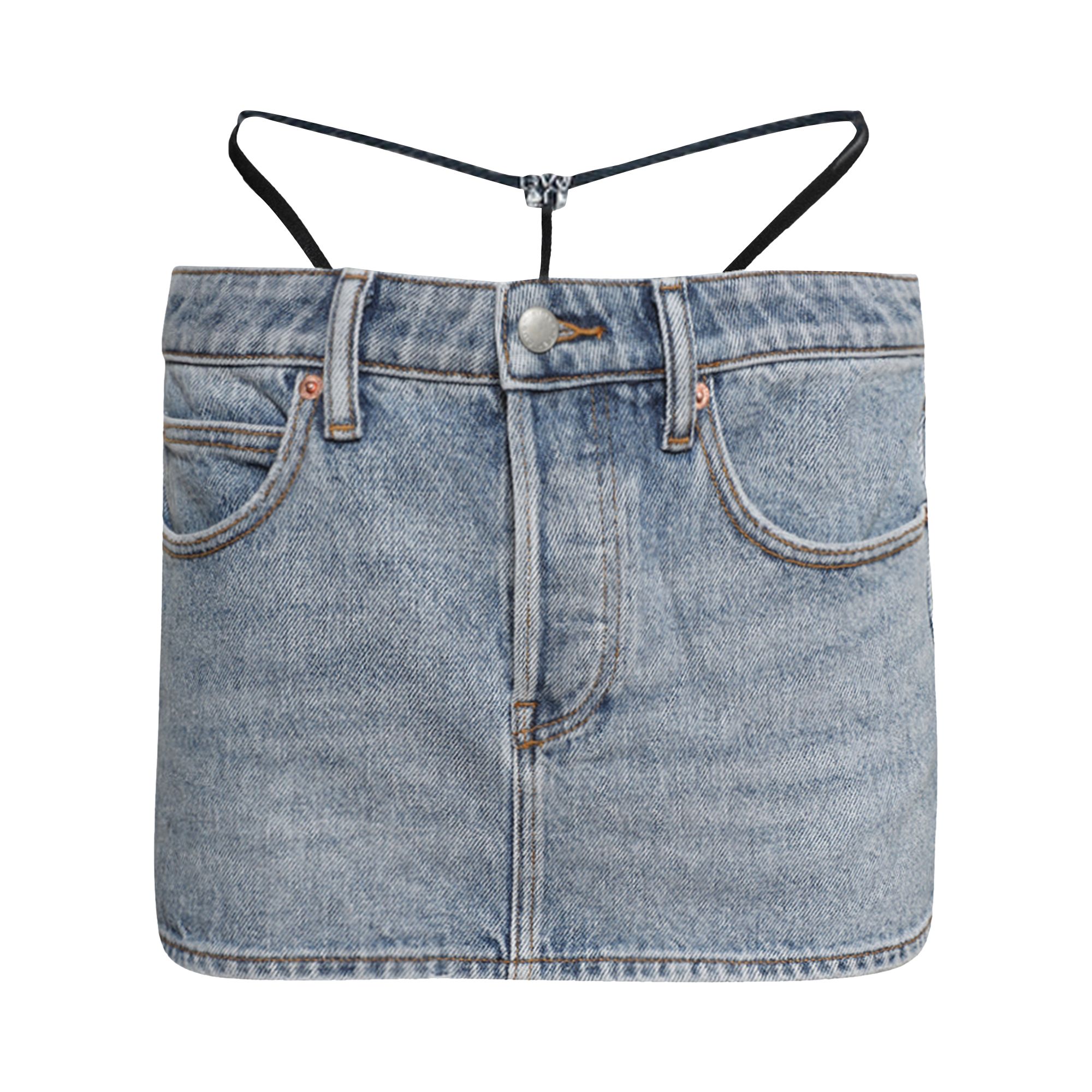 Pre-owned Alexander Wang Mini Skirt W/ Prestyle Diamante Charm 'vintage Faded Indigo' | Blue | Women's Size 30