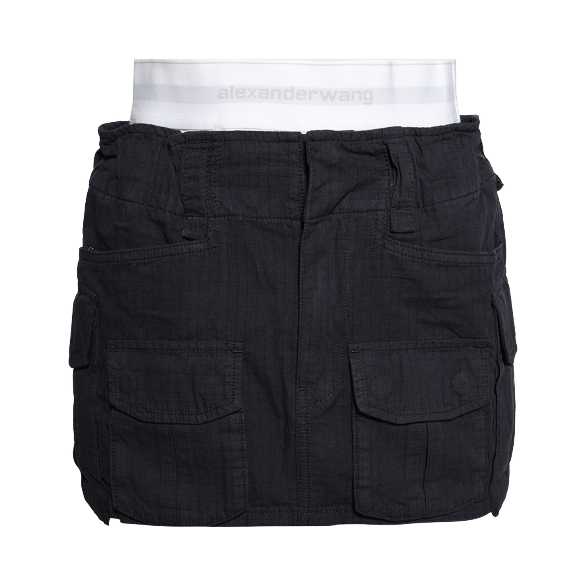 Pre-owned Alexander Wang Pre-styled Cargo Skirt W/ Logo Elastic 'asphalt' | Grey | Women's Size 29 In Gray