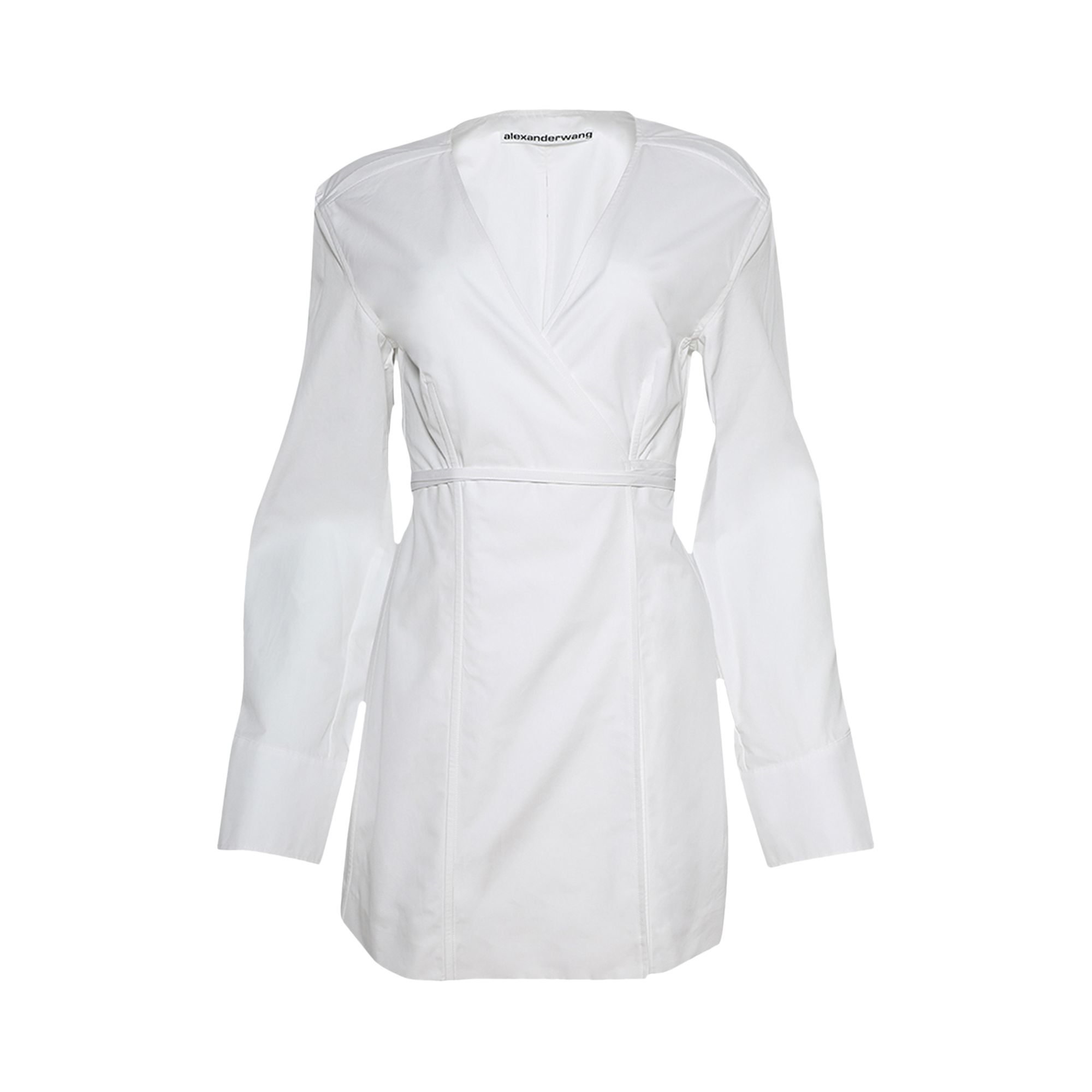 Pre-owned Alexander Wang Slit Tailored Shirtdress W/ Waist Tie 'white' | Women's Size 4
