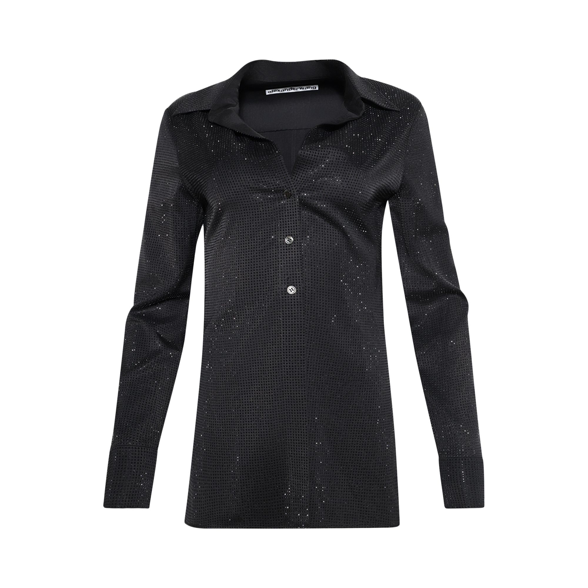 Pre-owned Alexander Wang Slim Shirt W/ All Over Hotfix 'washed Charcoal' | Grey | Women's Size 0 In Gray