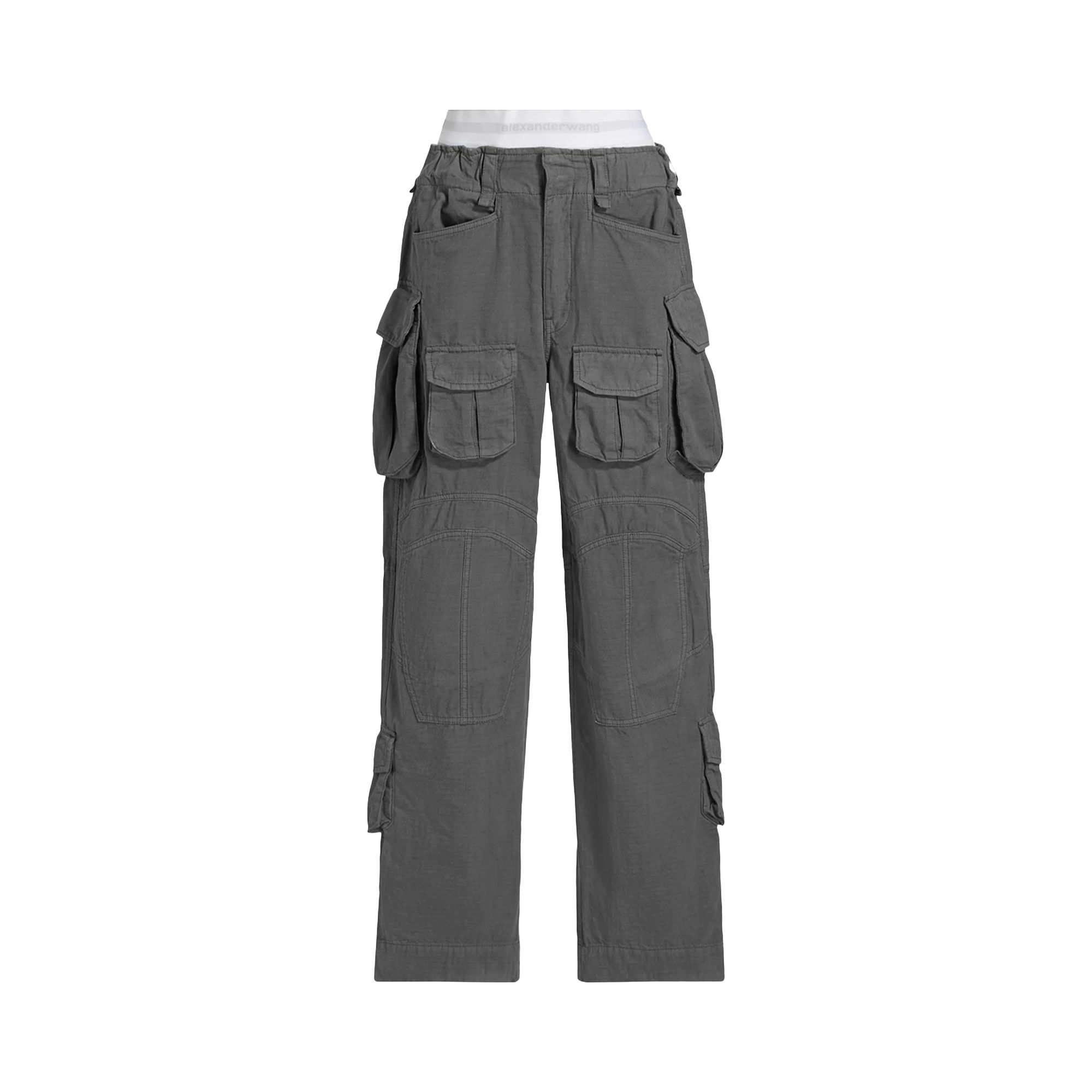 Pre-owned Alexander Wang Pre-styled Cargo Pant W/ Logo Elastic 'balsam Green' | Women's Size 26