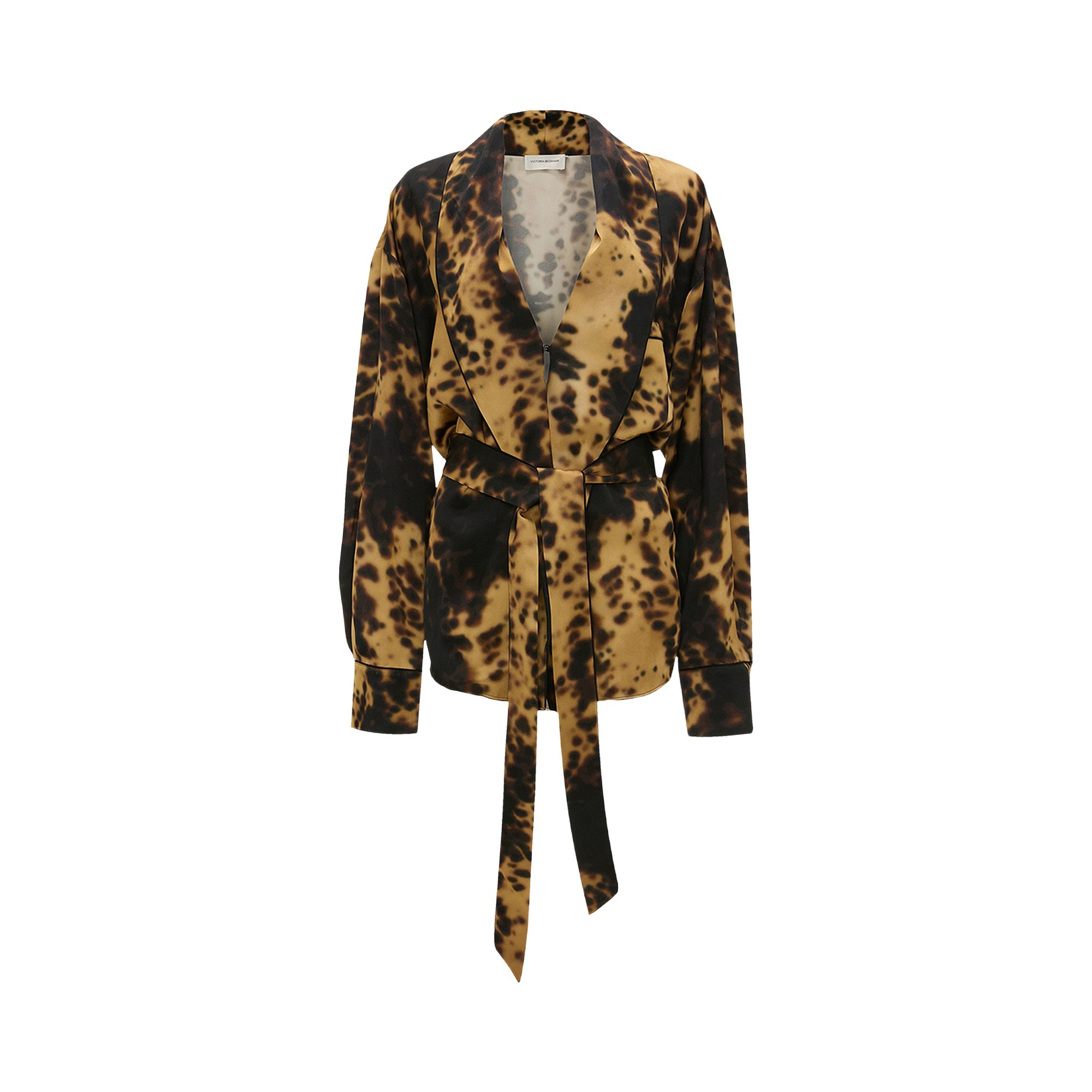 Pre-owned Victoria Beckham Pyjama Wrap Blouse 'honey / Dark Teak' | Brown | Women's Size 12