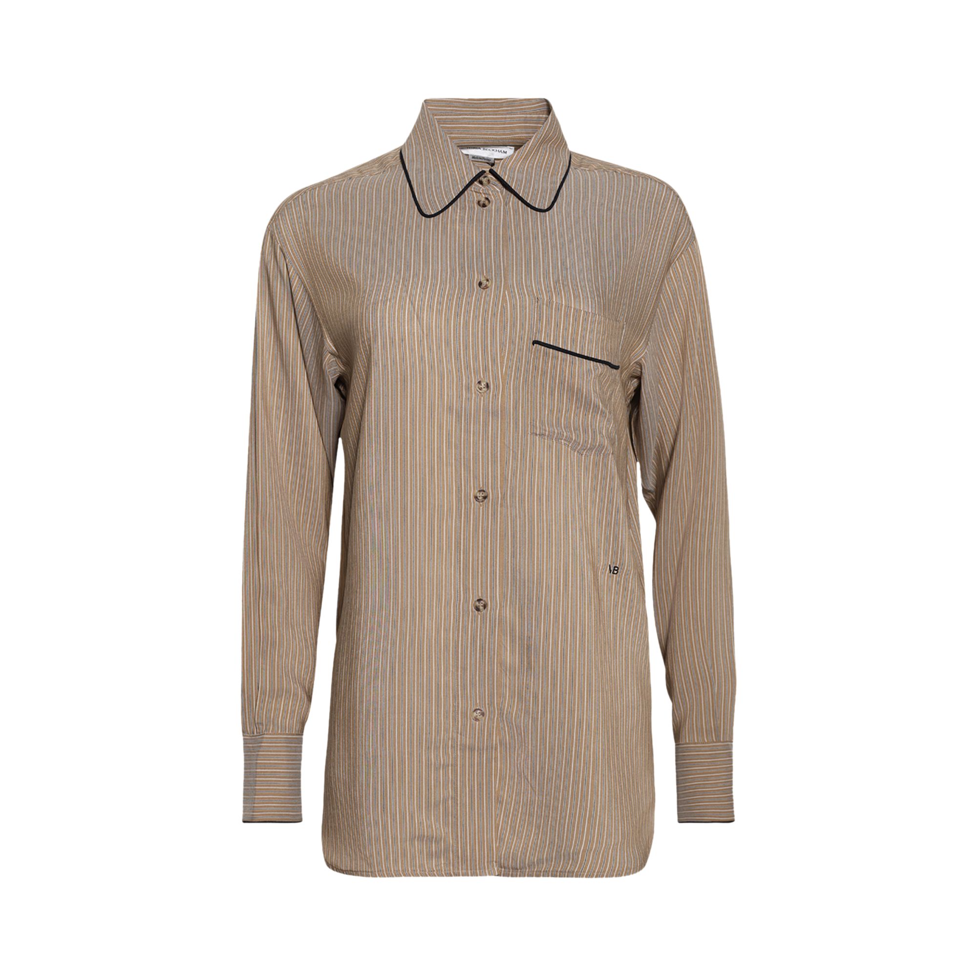 Pre-owned Victoria Beckham Piping Detail Pyjama Shirt 'tobacco/midnight' | Brown | Women's Size 12