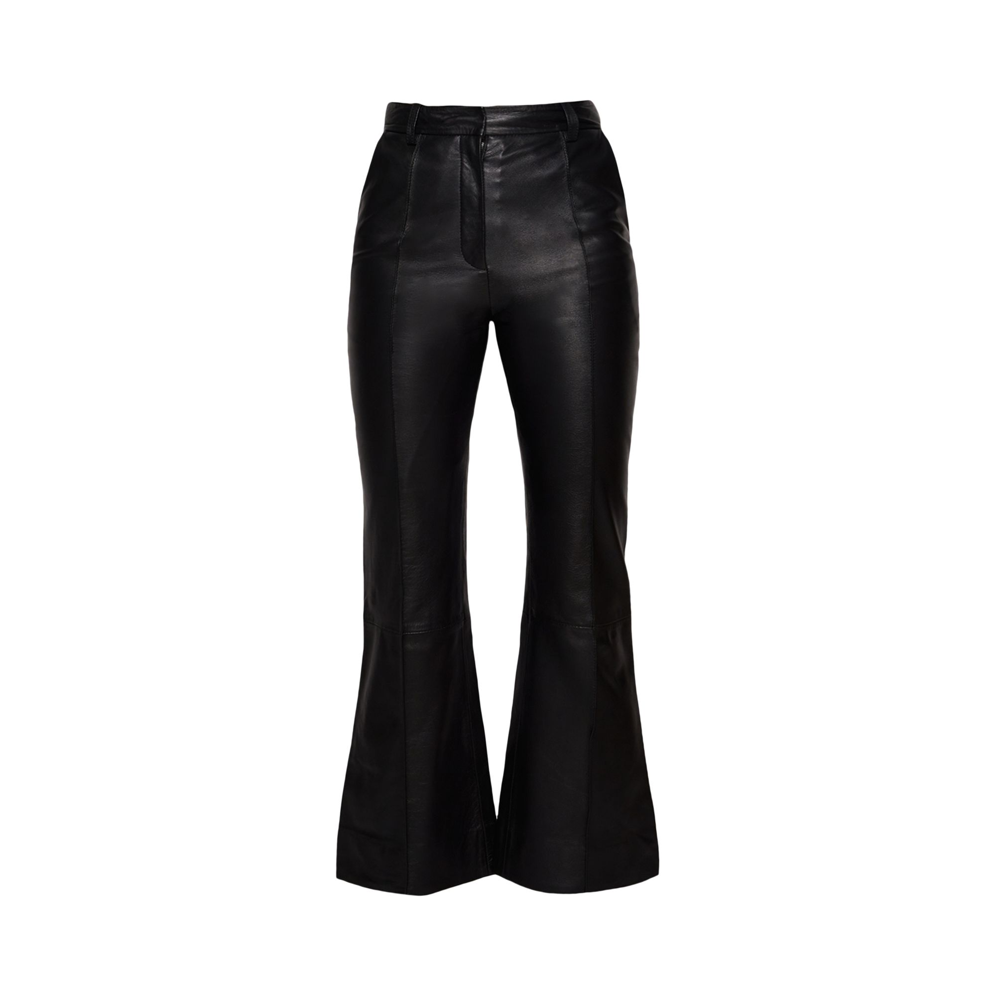 Pre-owned Victoria Beckham Leather Cropped Kick Trouser 'black' | Women's Size 6