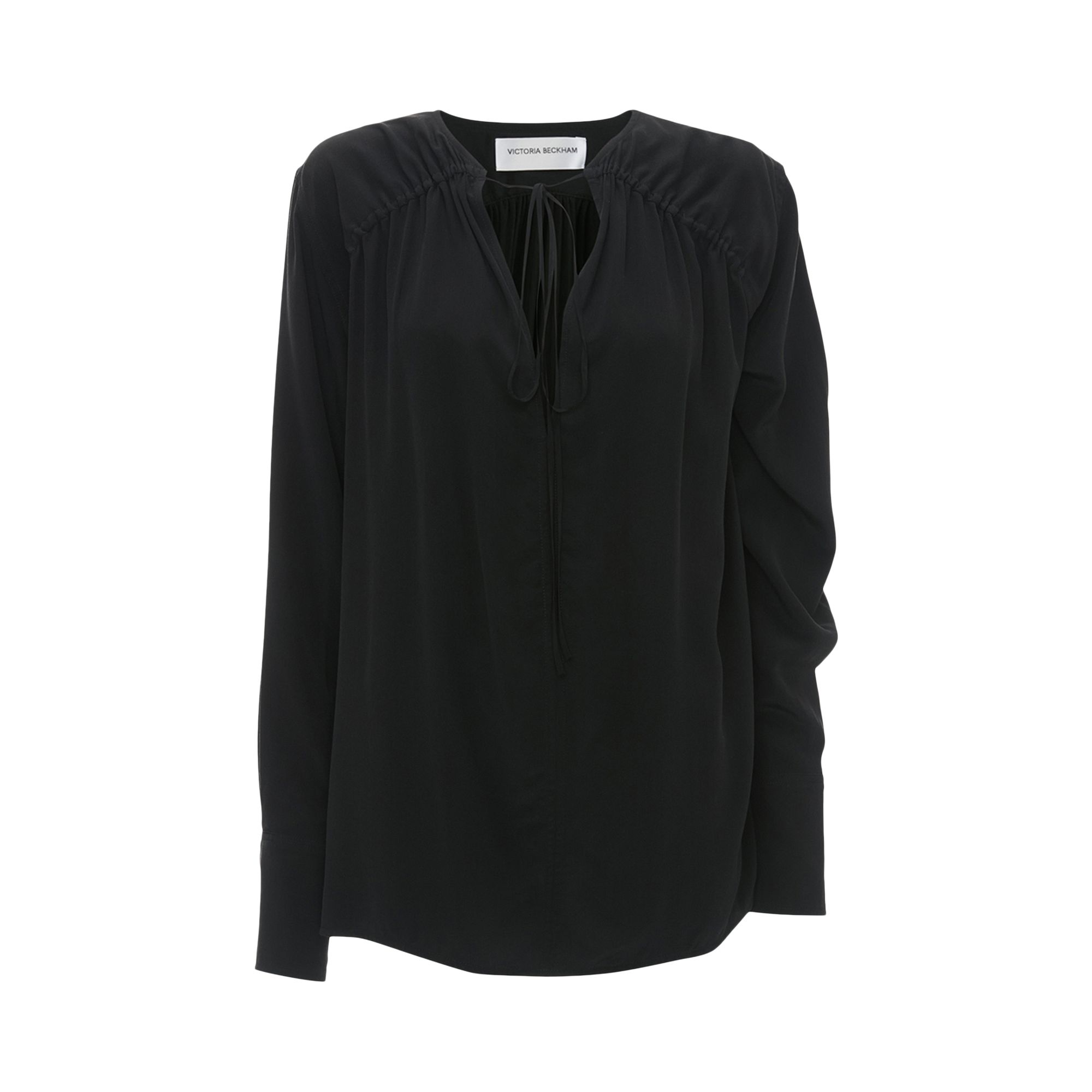 Pre-owned Victoria Beckham Gather Detail Tie Blouse 'black' | Women's Size 10