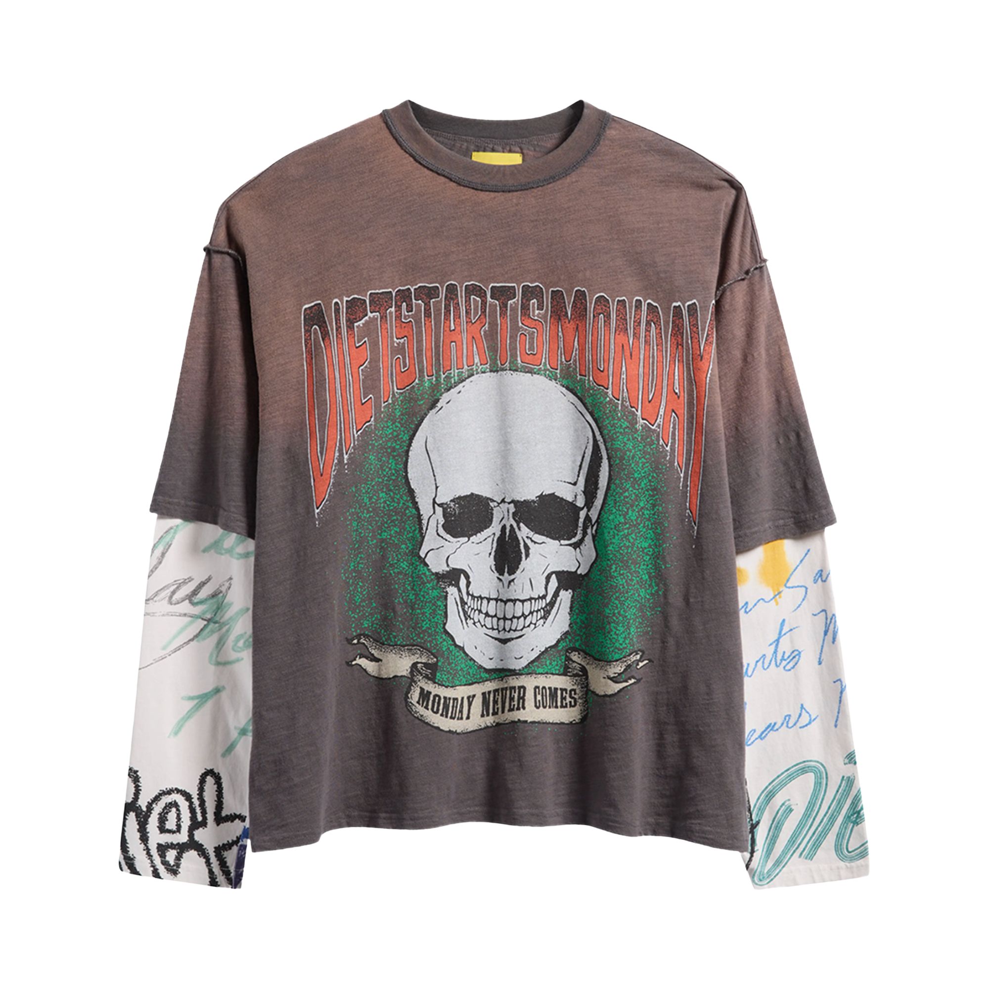 Pre-owned Diet Starts Monday Double Layer Skull Tee 'vintage Black/multi' | Men's Size Xl