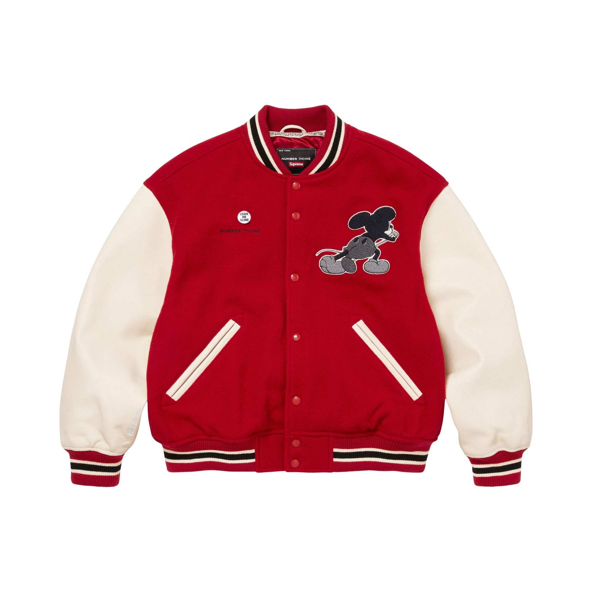 Pre-owned Supreme X Number (n)ine X Mickey Mouse Varsity Jacket 'red' | Men's Size S