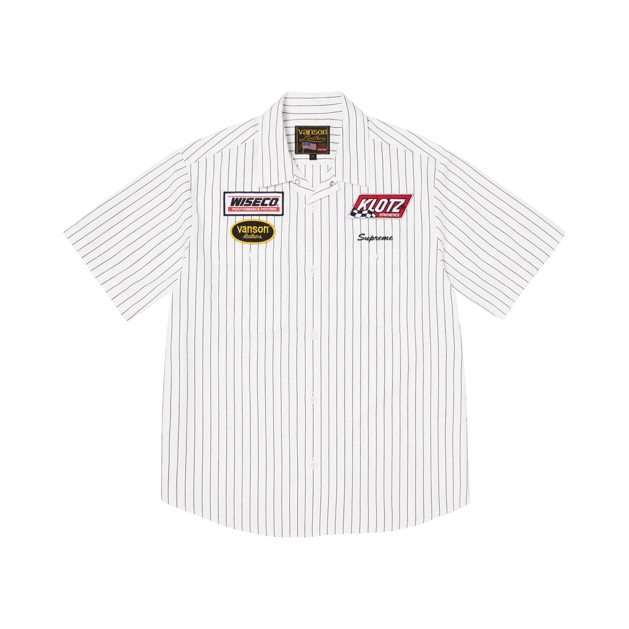 Pre-owned Supreme X Vanson Leathers Short-sleeve Work Shirt 'stripe' | White | Men's Size M