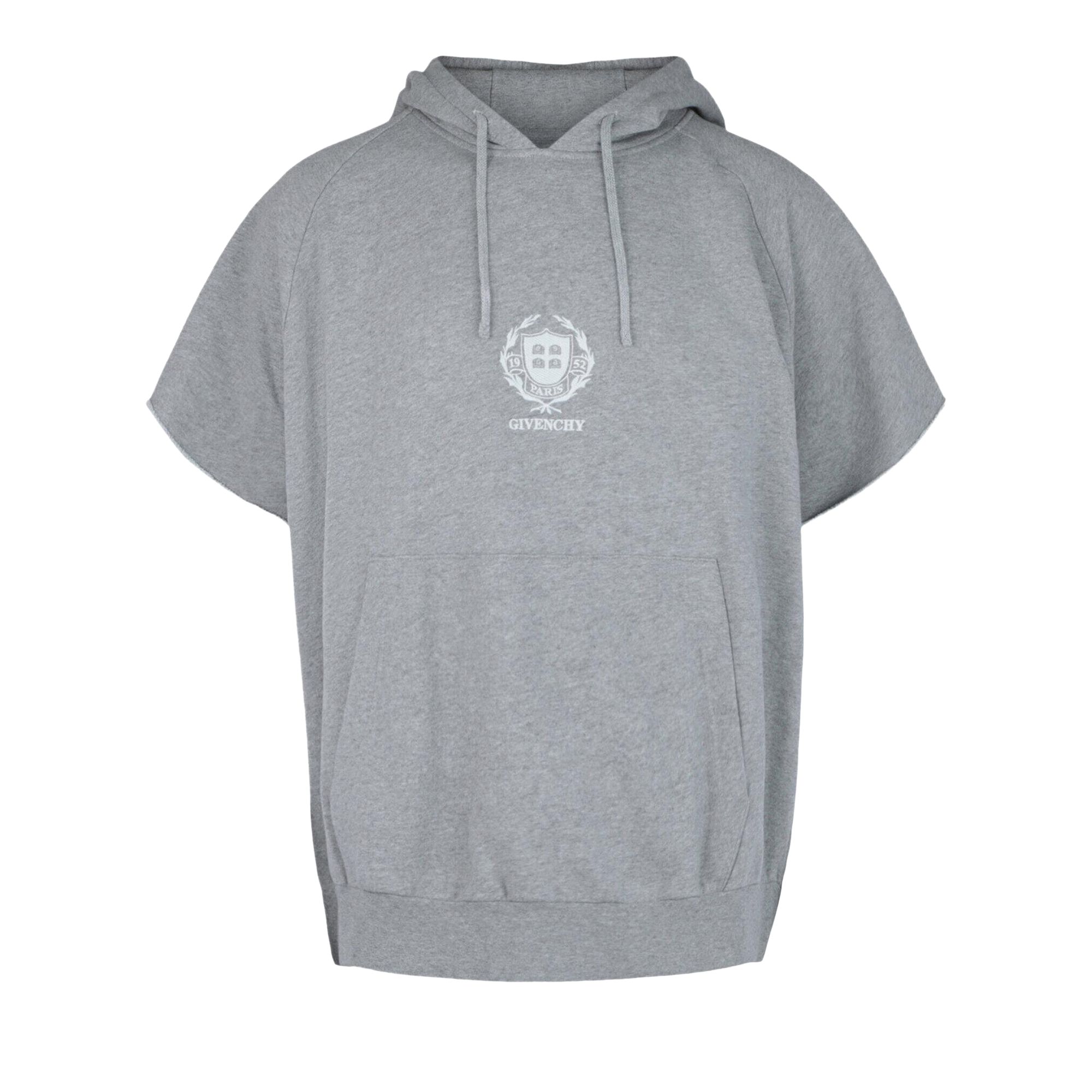 Pre-owned Givenchy Crest Oversized Short-sleeve Raglan Hoodie 'grey' | Men's Size L In Gray