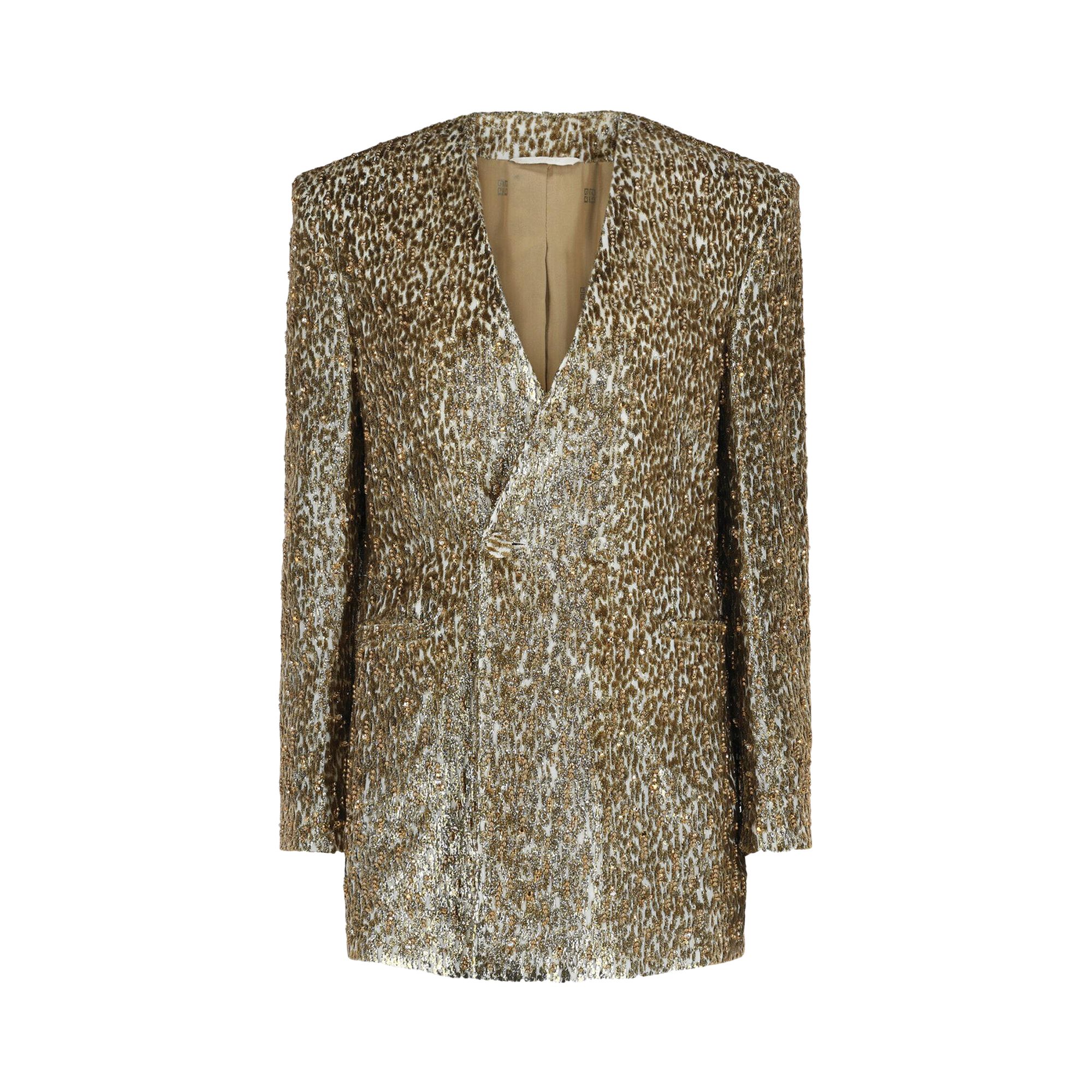 Pre-owned Givenchy Beaded Animal Print Single Breasted Blazer 'silver/gold' | Women's Size 34