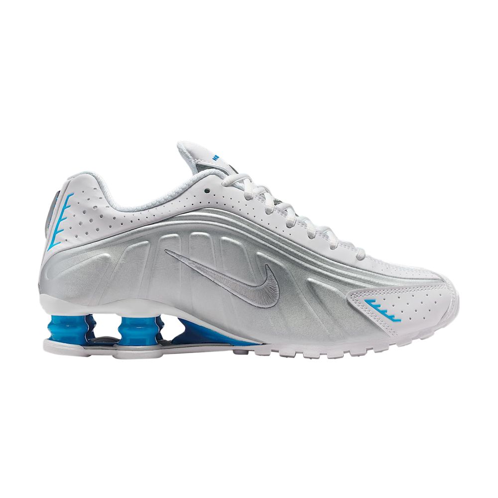 Pre-owned Nike Wmns Shox R4 'white Metallic Silver Blue Hero' | Grey | Women's Size 11.5 In Gray