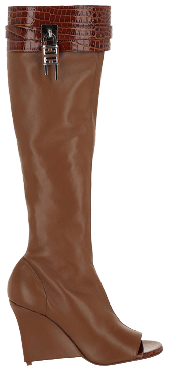 Givenchy Wmns Shark Lock Stiletto Sandal Boot Chestnut