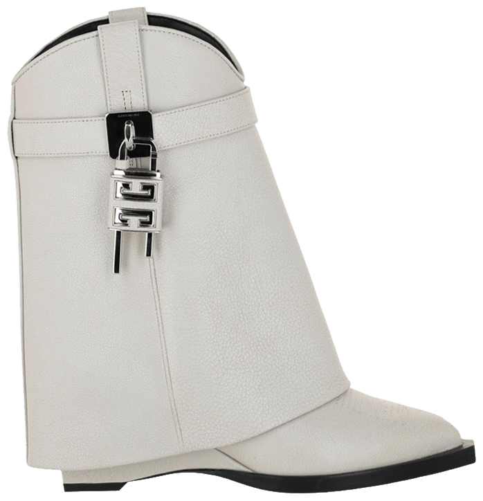 Givenchy Wmns Shark Lock Cowboy Ankle Boot Ivory