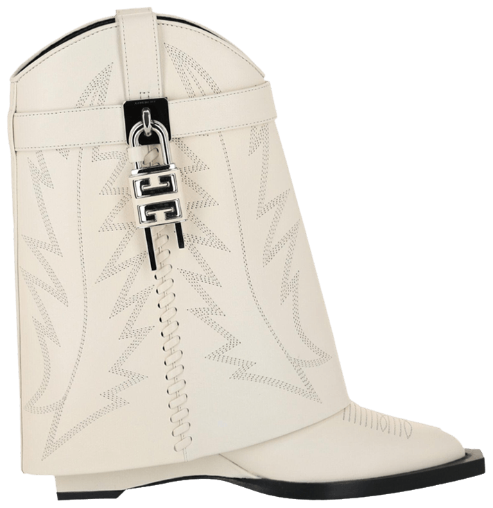 Givenchy Wmns Shark Lock Cowboy Ankle Boot Ivory