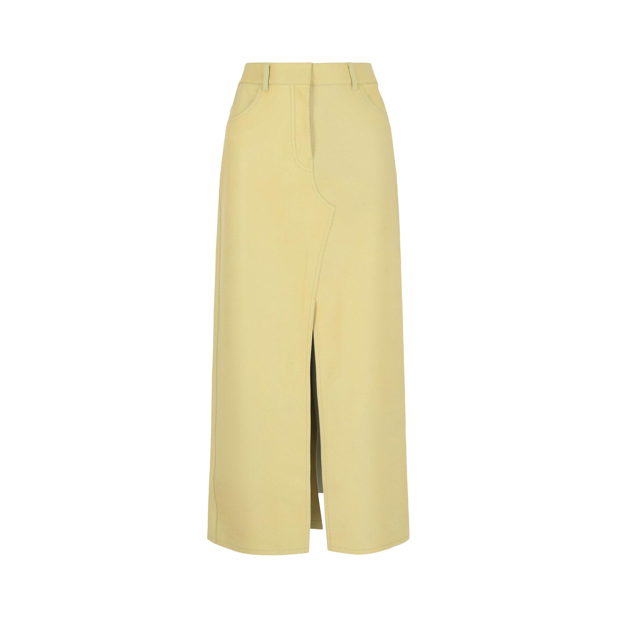 Pre-owned Givenchy Leather Pencil Skirt With Front Split 'pale Yellow' | Women's Size 34