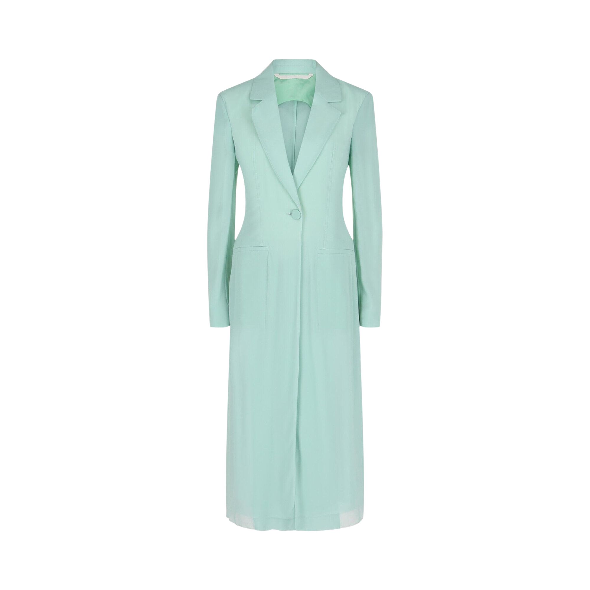 Pre-owned Givenchy Single Breasted Sheer Longline Coat 'green Mint' | Women's Size 40