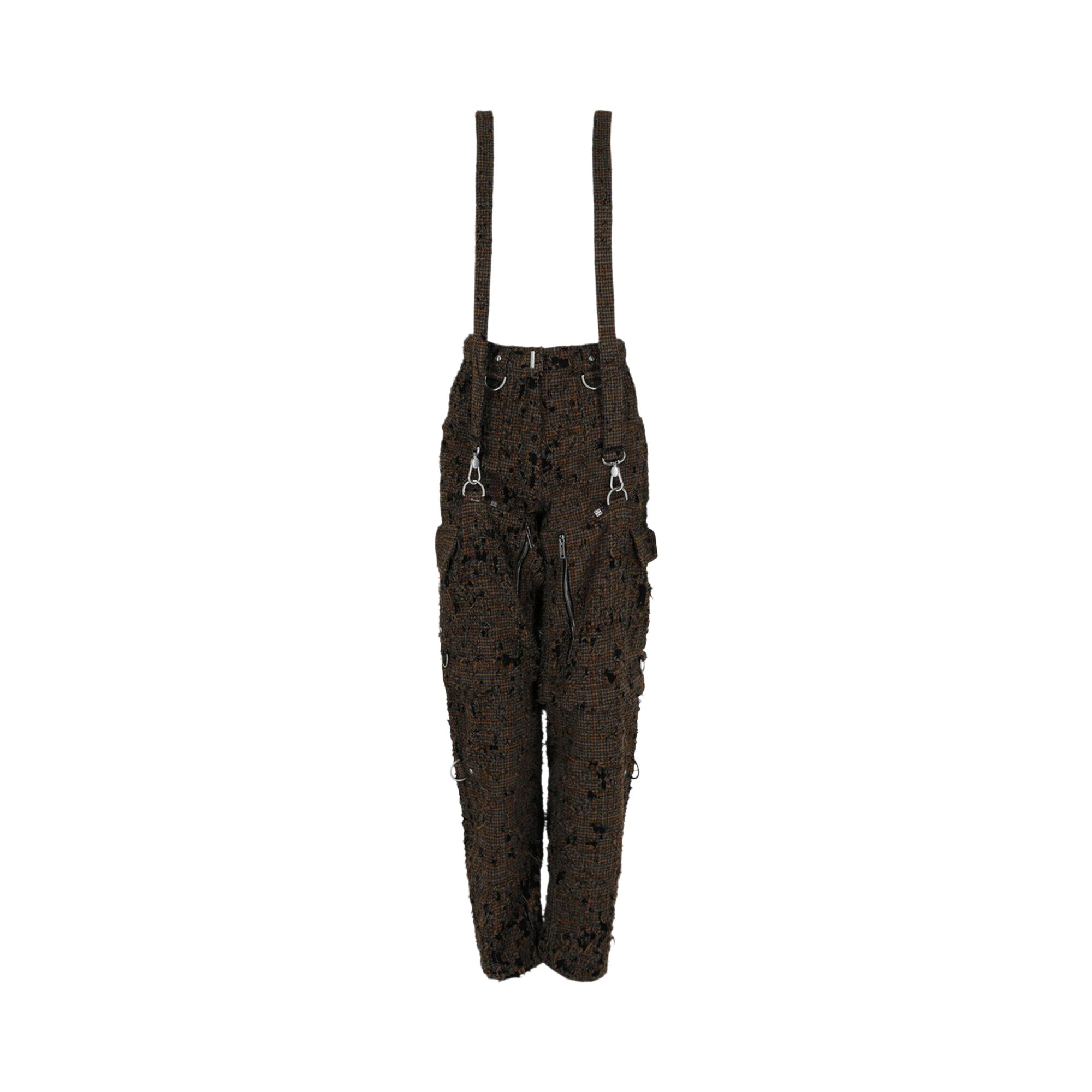 Pre-owned Givenchy Destroyed Checks Detachable Pants With Suspenders 'black/brown' | Women's Size 28