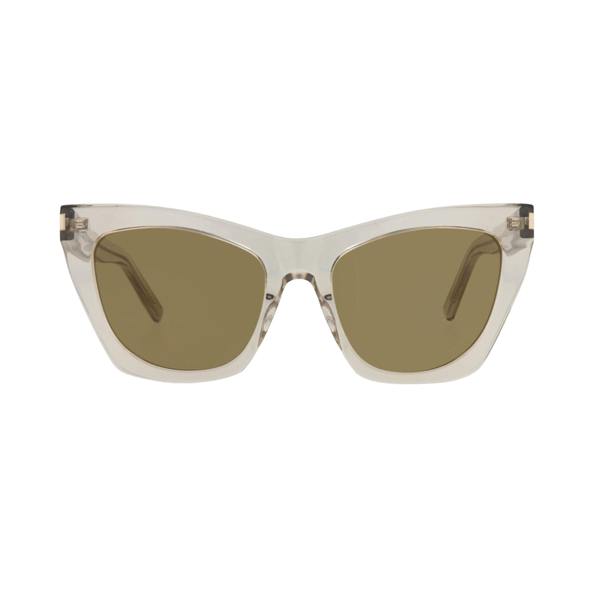 Pre-owned Saint Laurent Cat Eye Frame Recycled Acetate Sunglasses 'beige/brown' | Cream | Women's Size Onesize In White