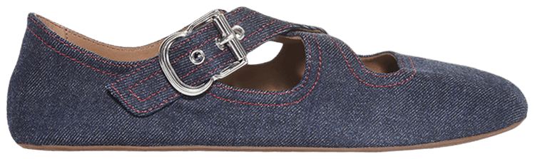 Alaia Wmns Criss Cross Ballet Flat Denim Blue